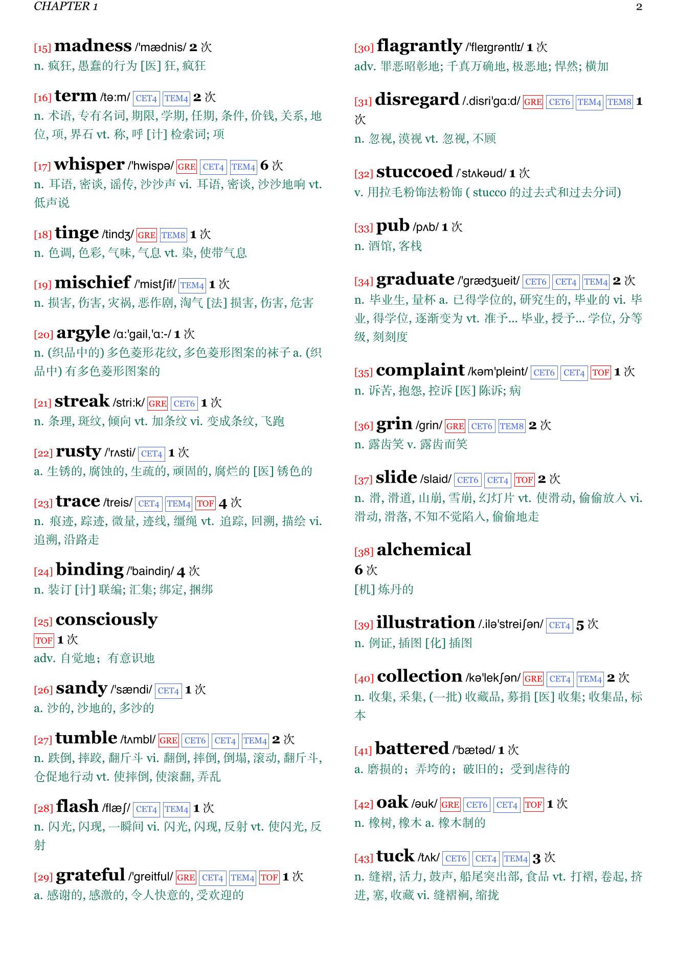 A Discovery of Witches章节单词统计