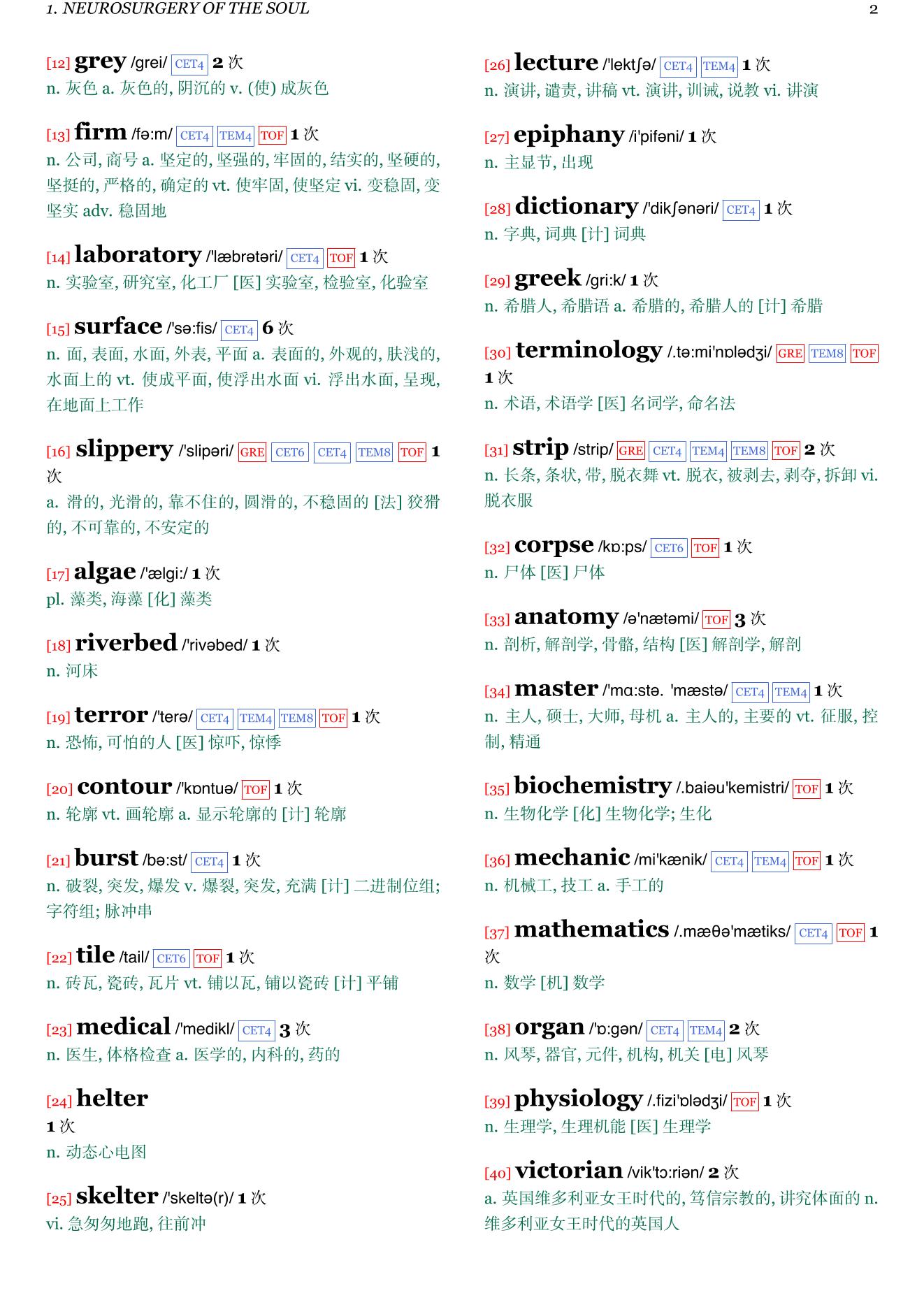 Adventures in Human Being章节单词统计