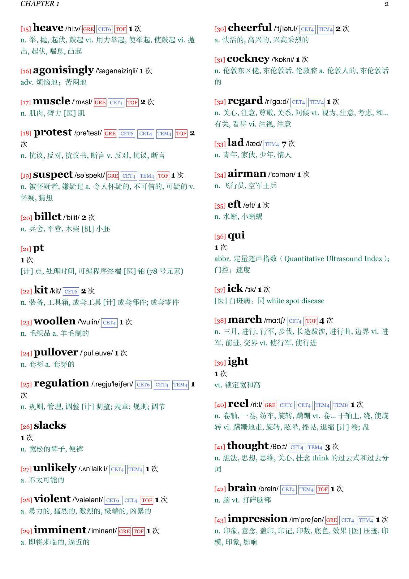 All Things Wise and Wonderful章节单词统计