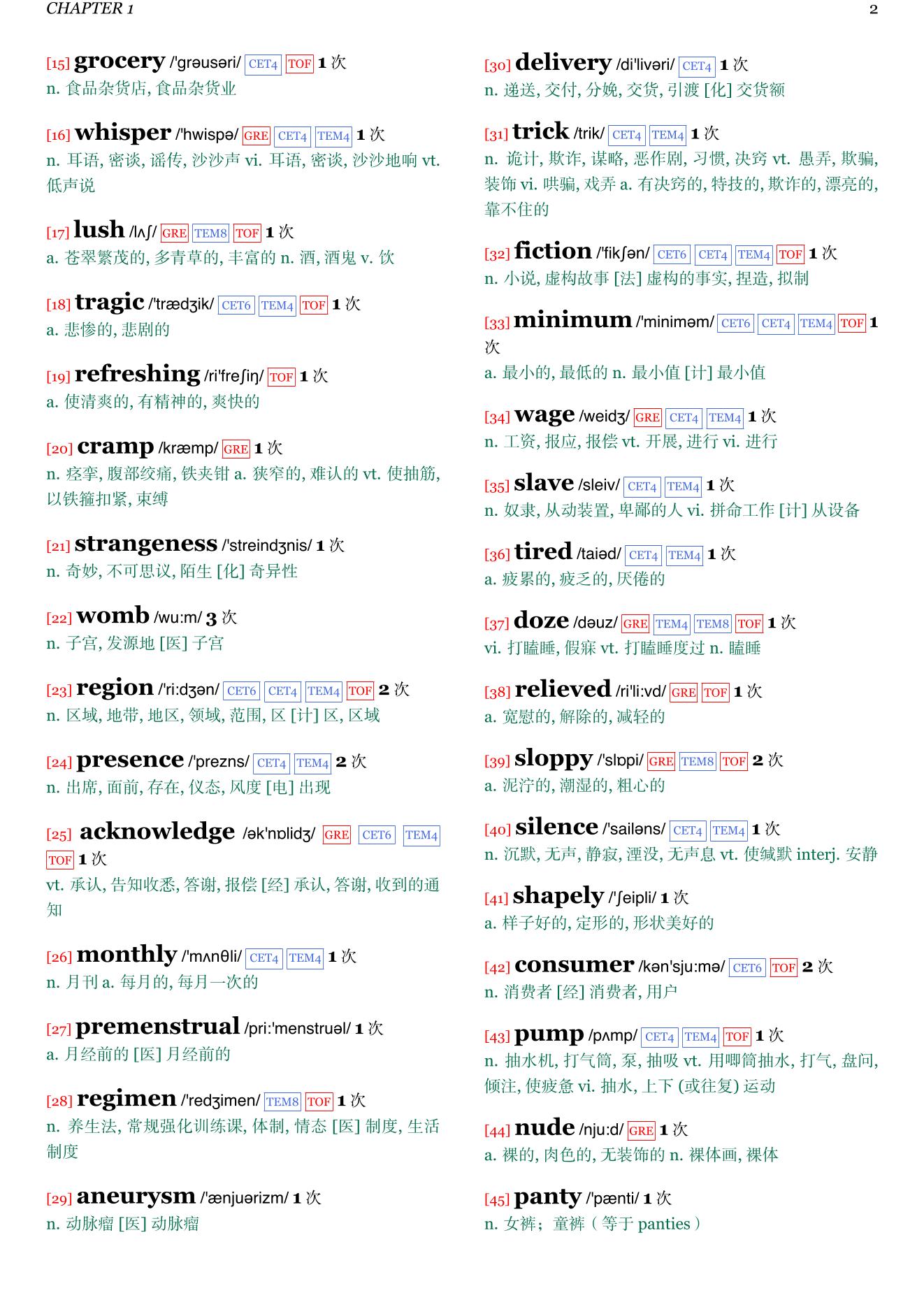 Attachments章节单词统计