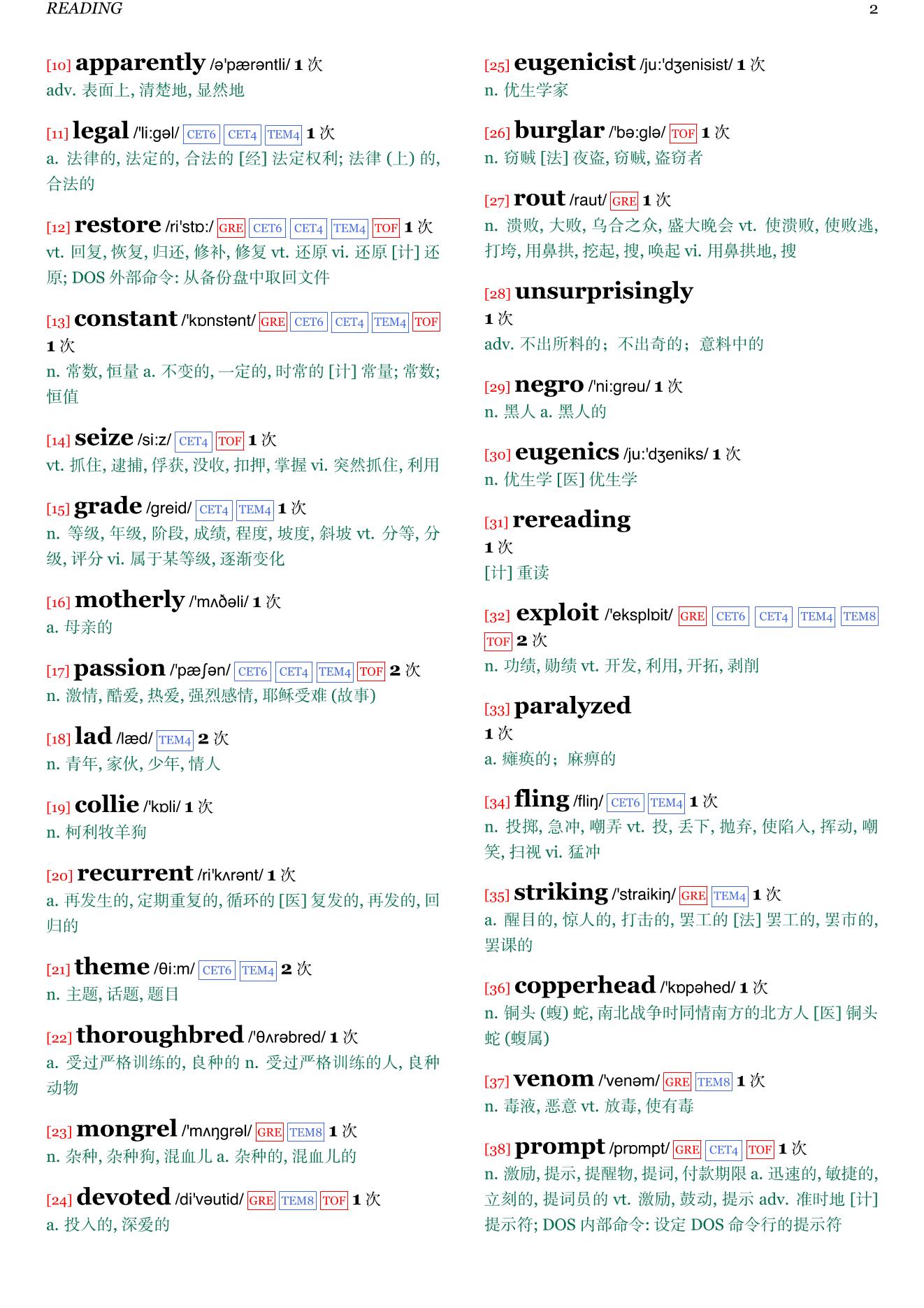 Avid Reader: A Life章节单词统计