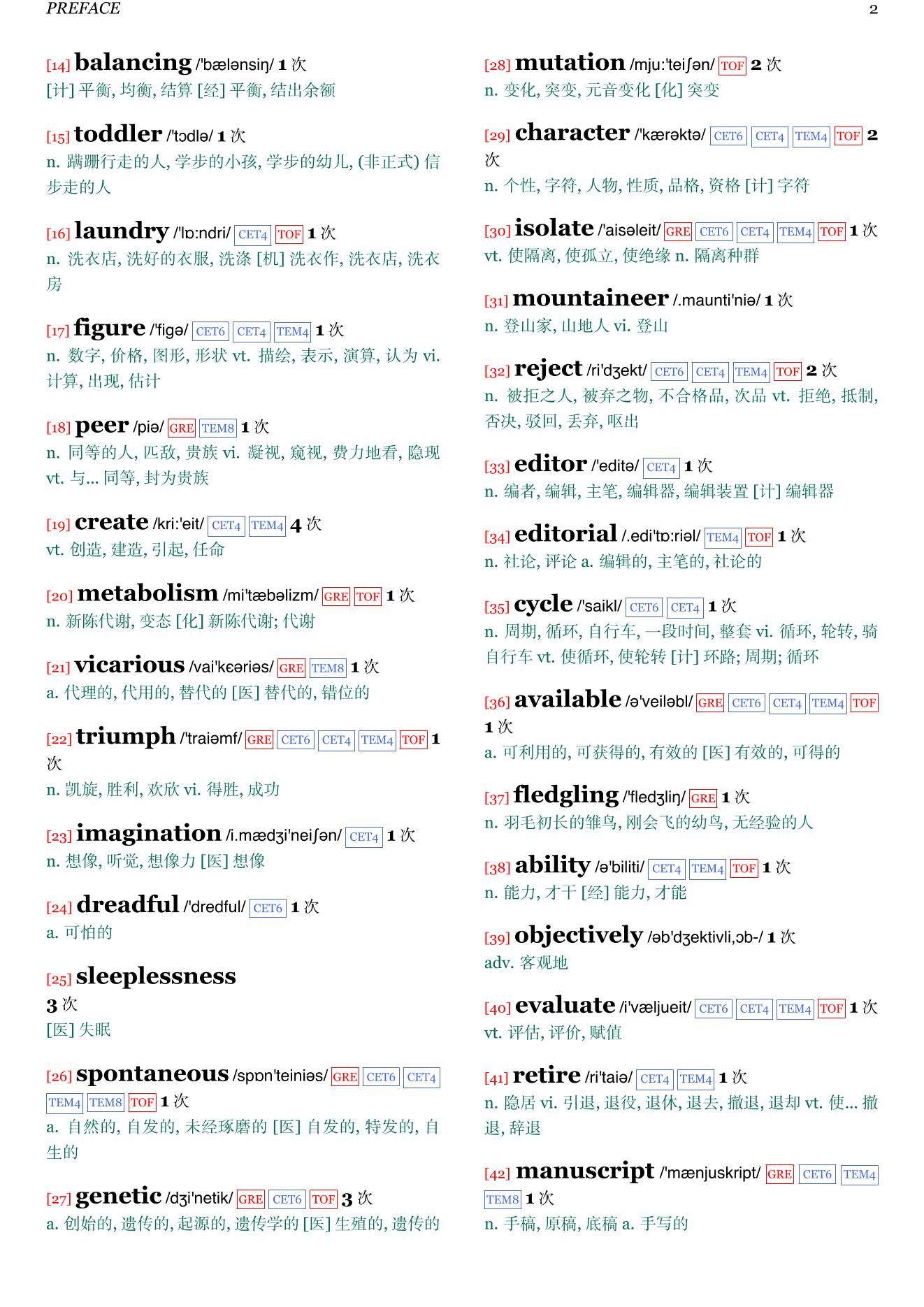 Beggars in Spain章节单词统计