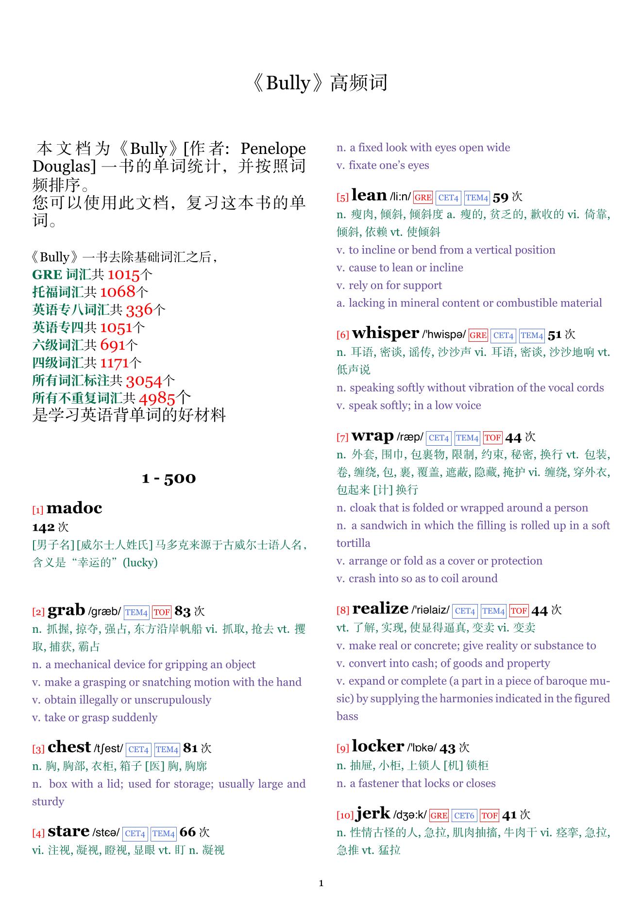 Bully词频统计