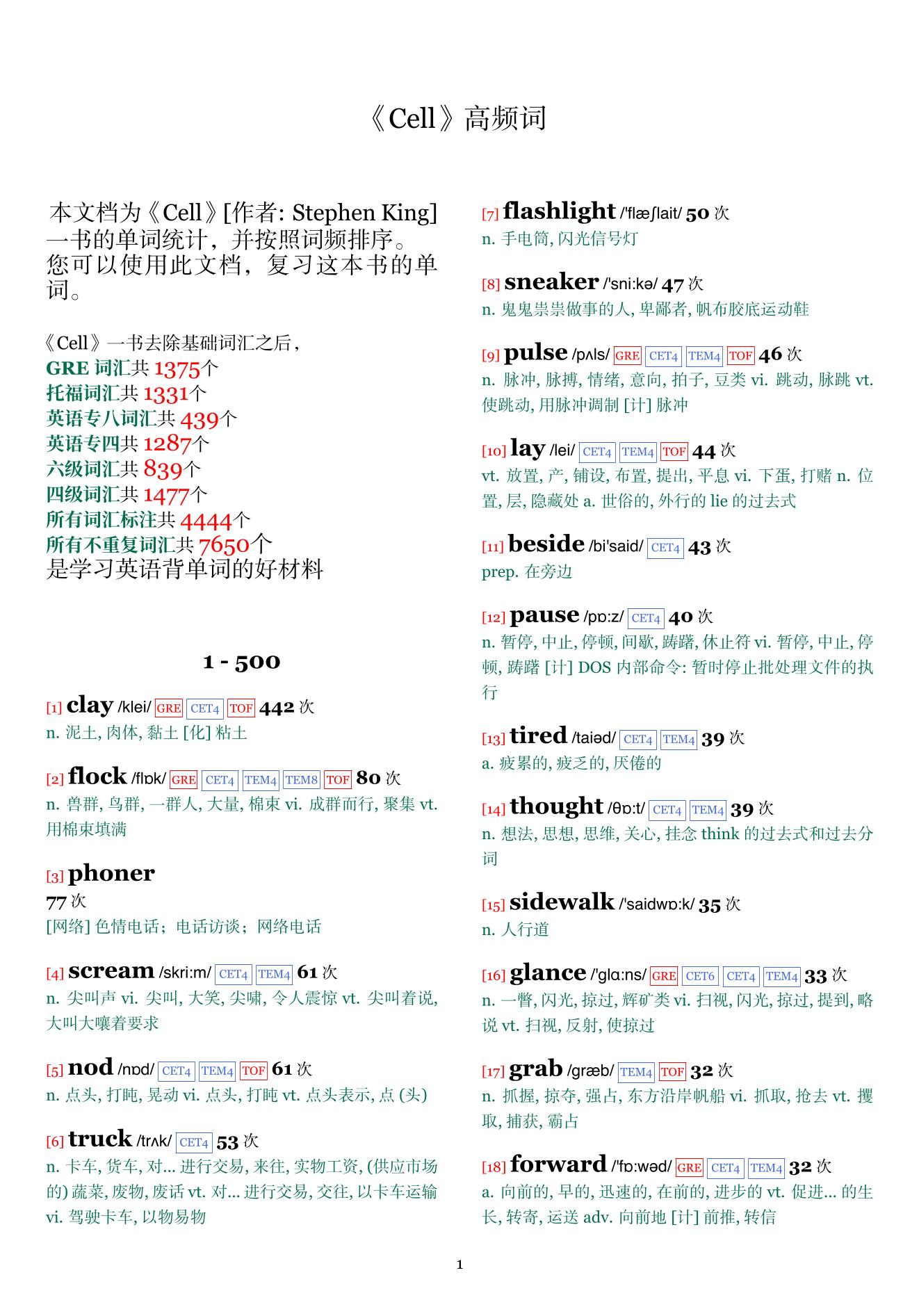 Cell词频统计