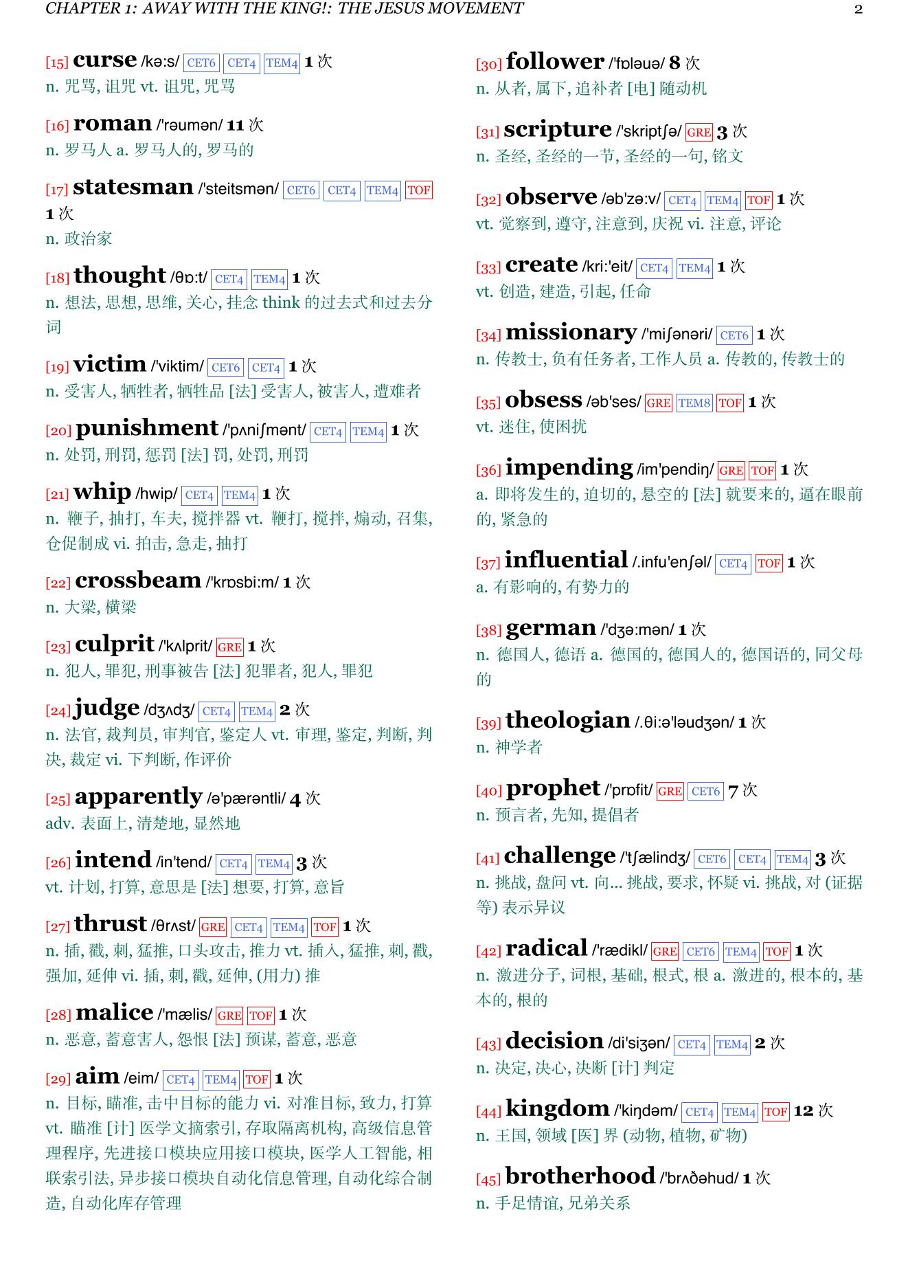 Church history in plain language章节单词统计