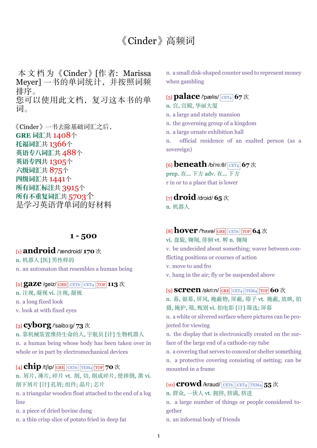 Cinder词频统计