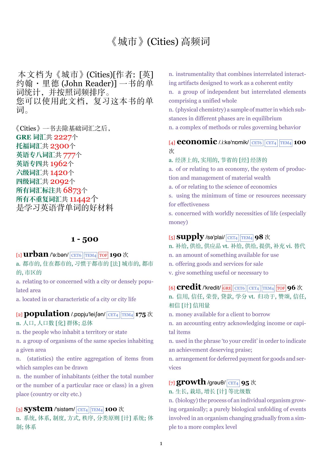 Cities词频统计