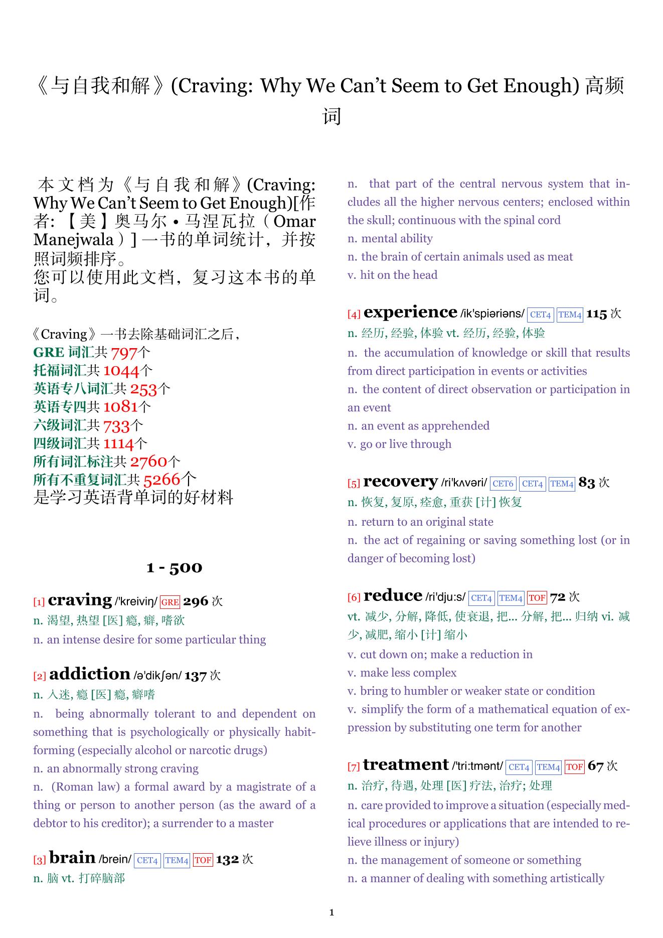 Craving: Why We Can't Seem to Get Enough词频统计