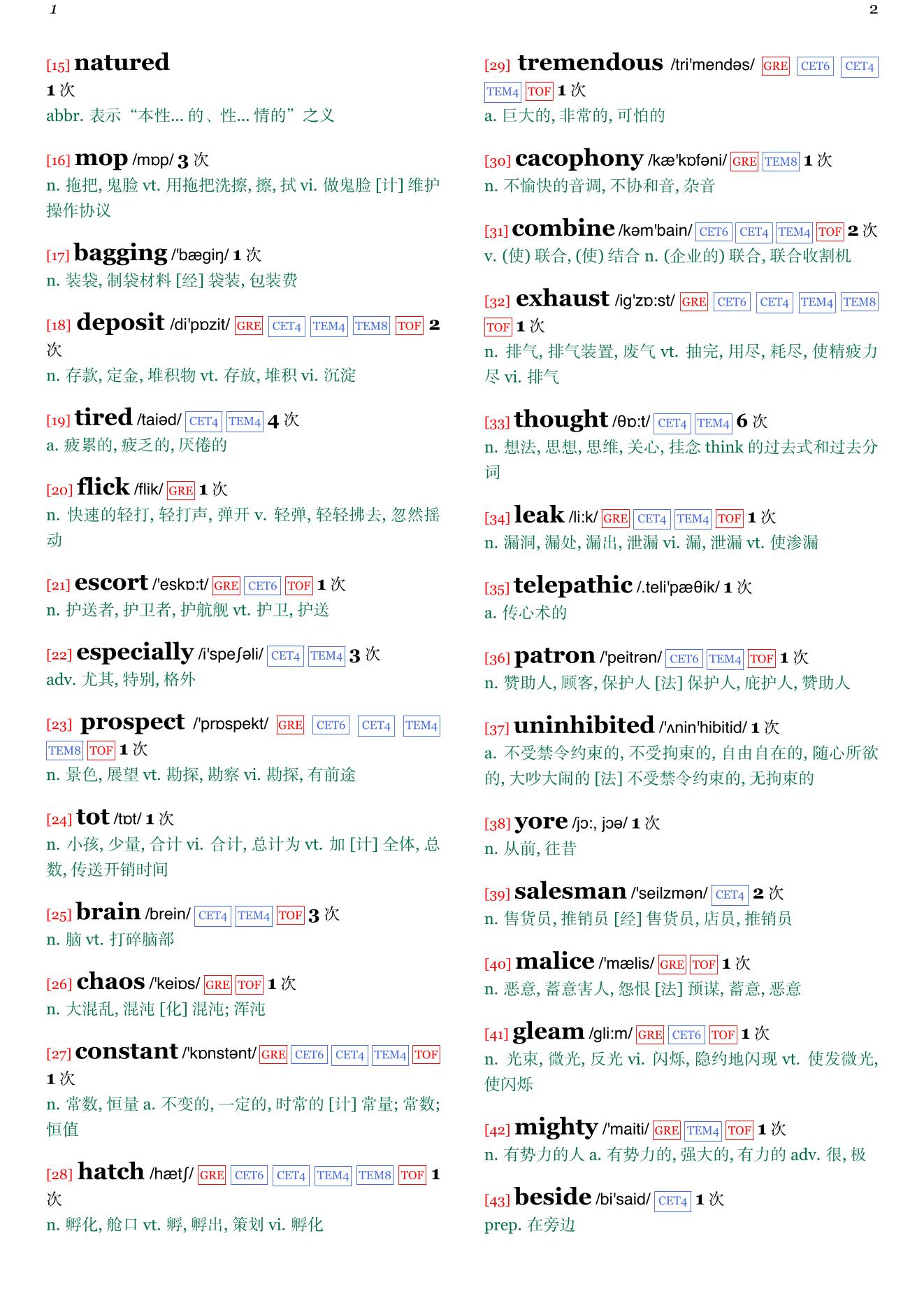 Dead to the World章节单词统计