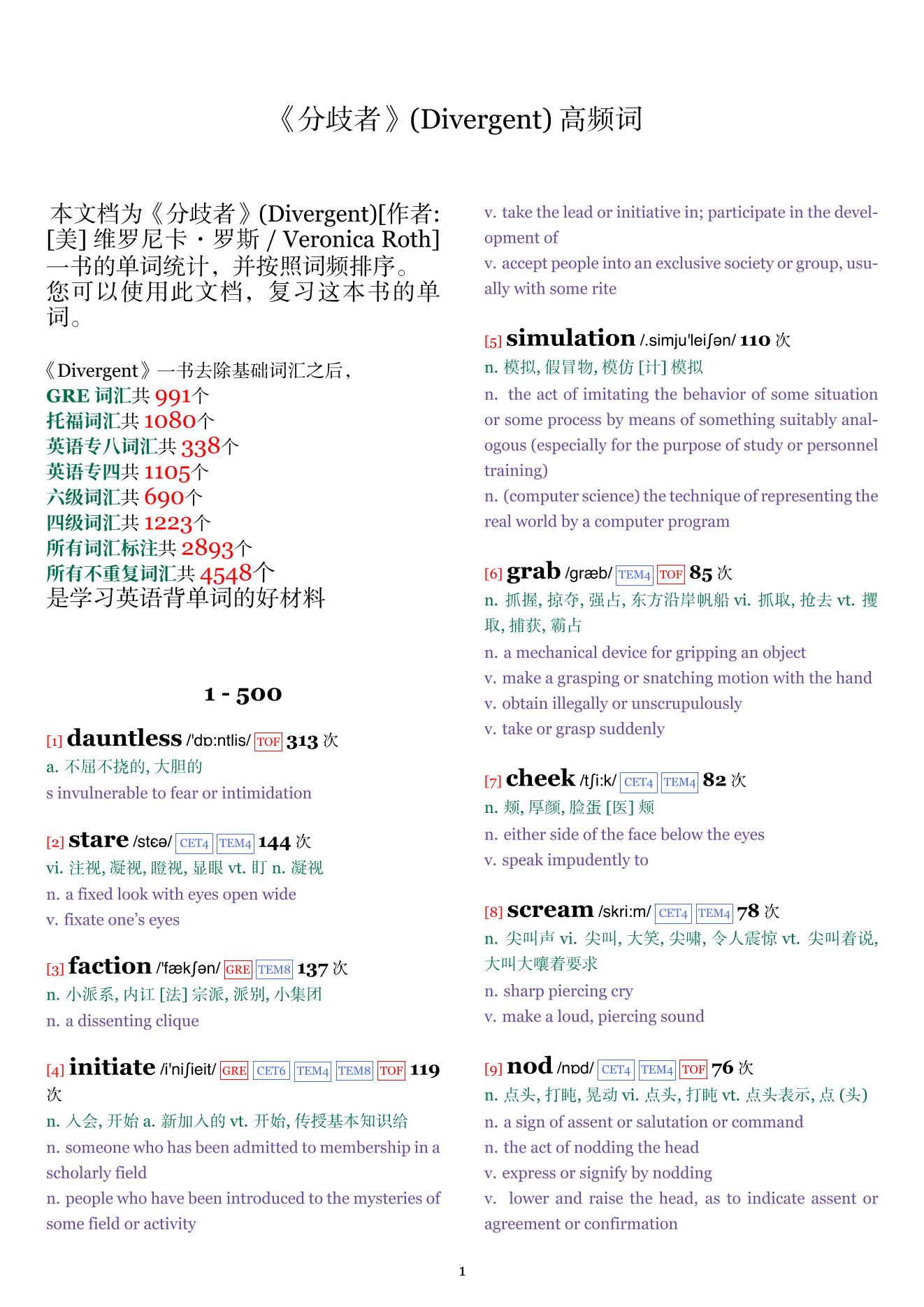 Divergent词频统计