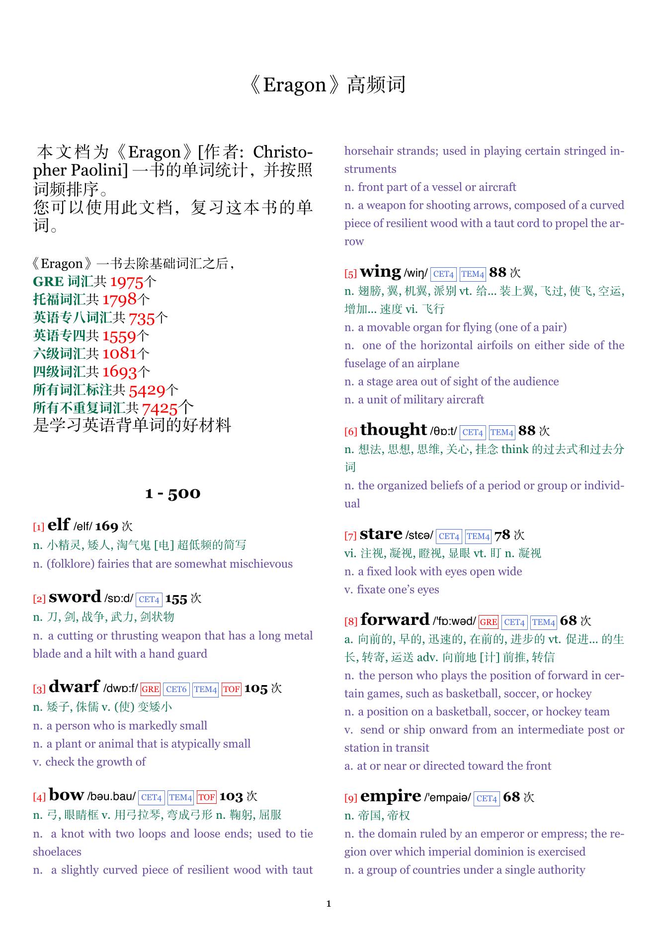 Eragon词频统计