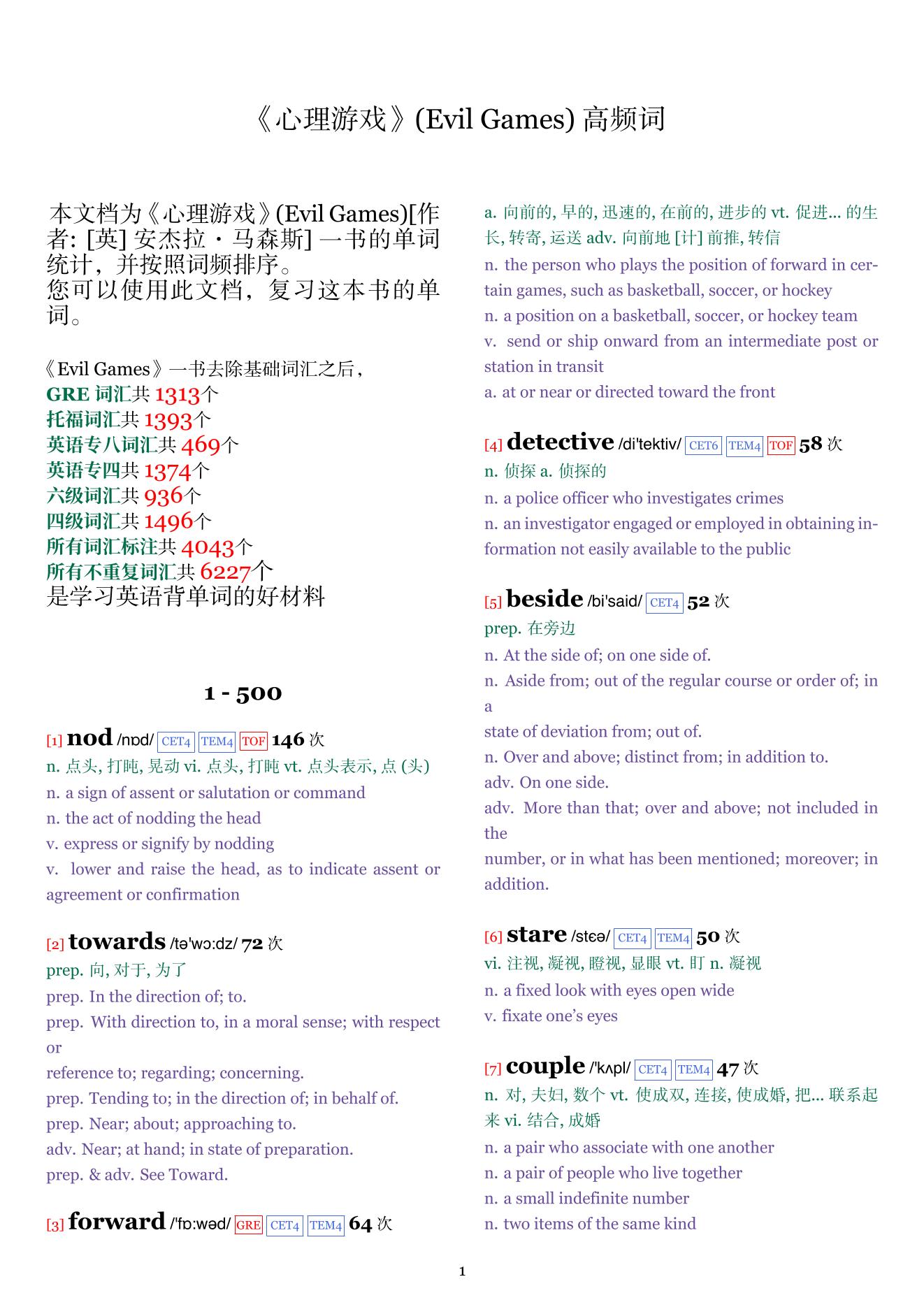 Evil Games词频统计