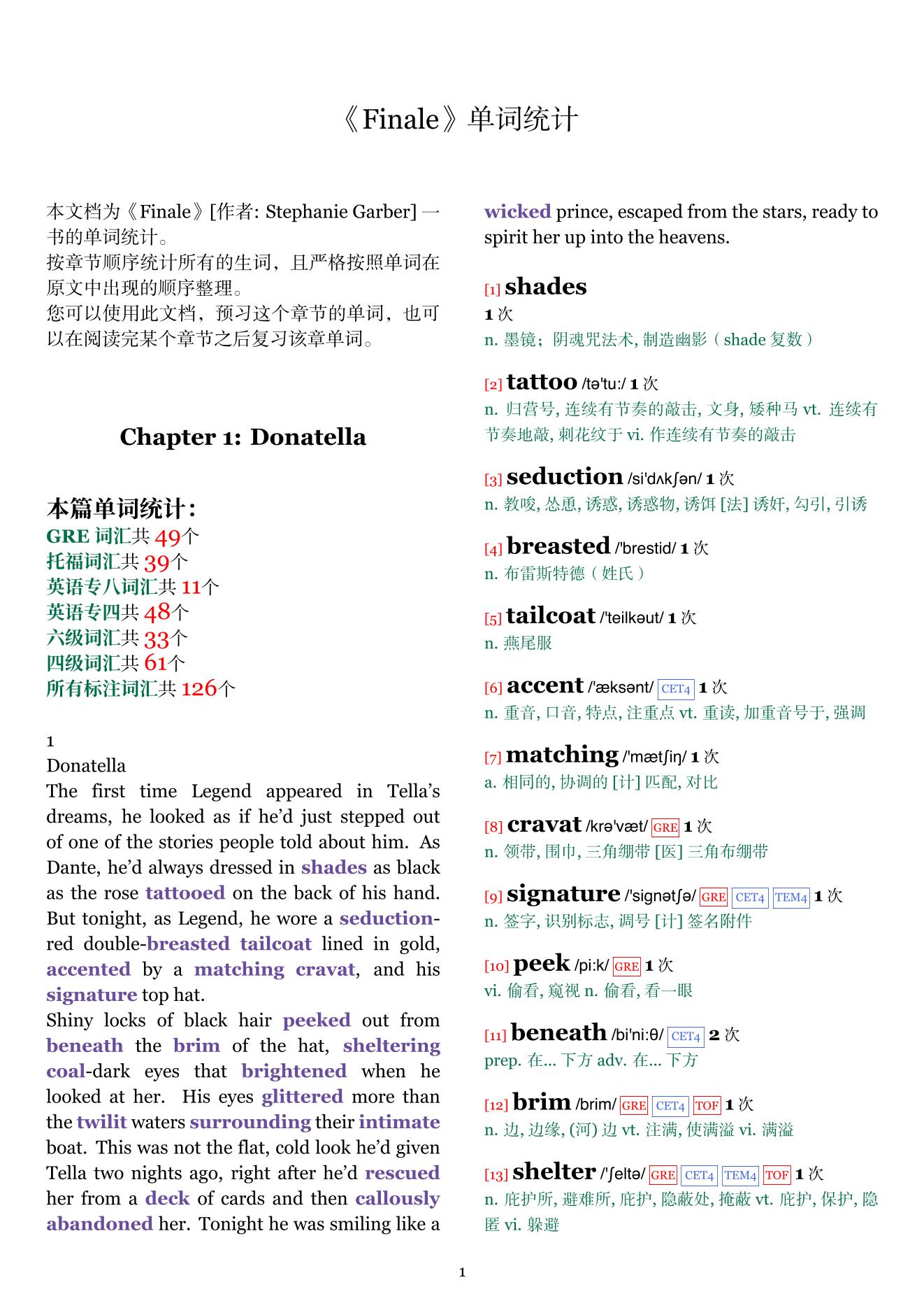 Finale章节单词统计