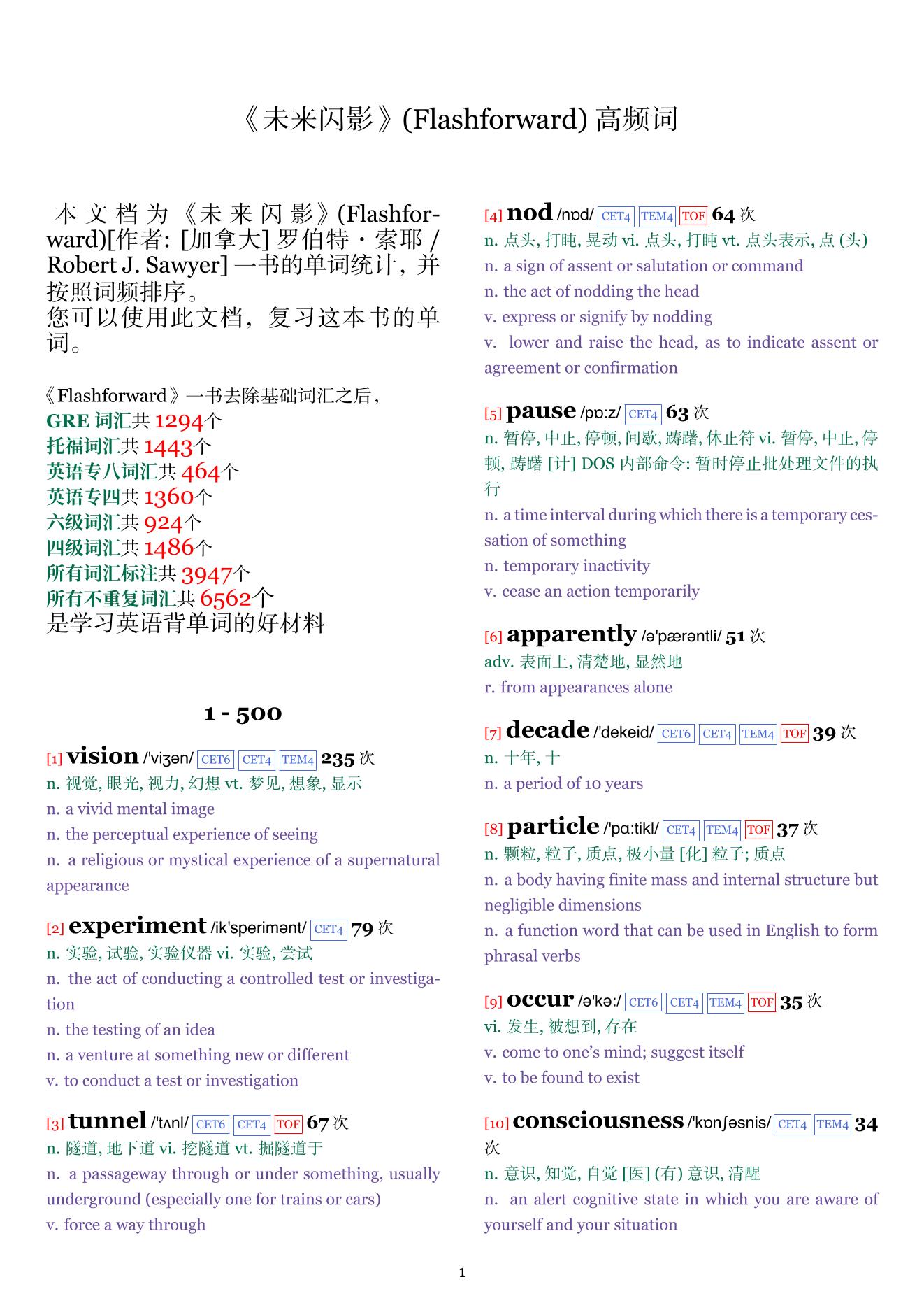 Flashforward词频统计