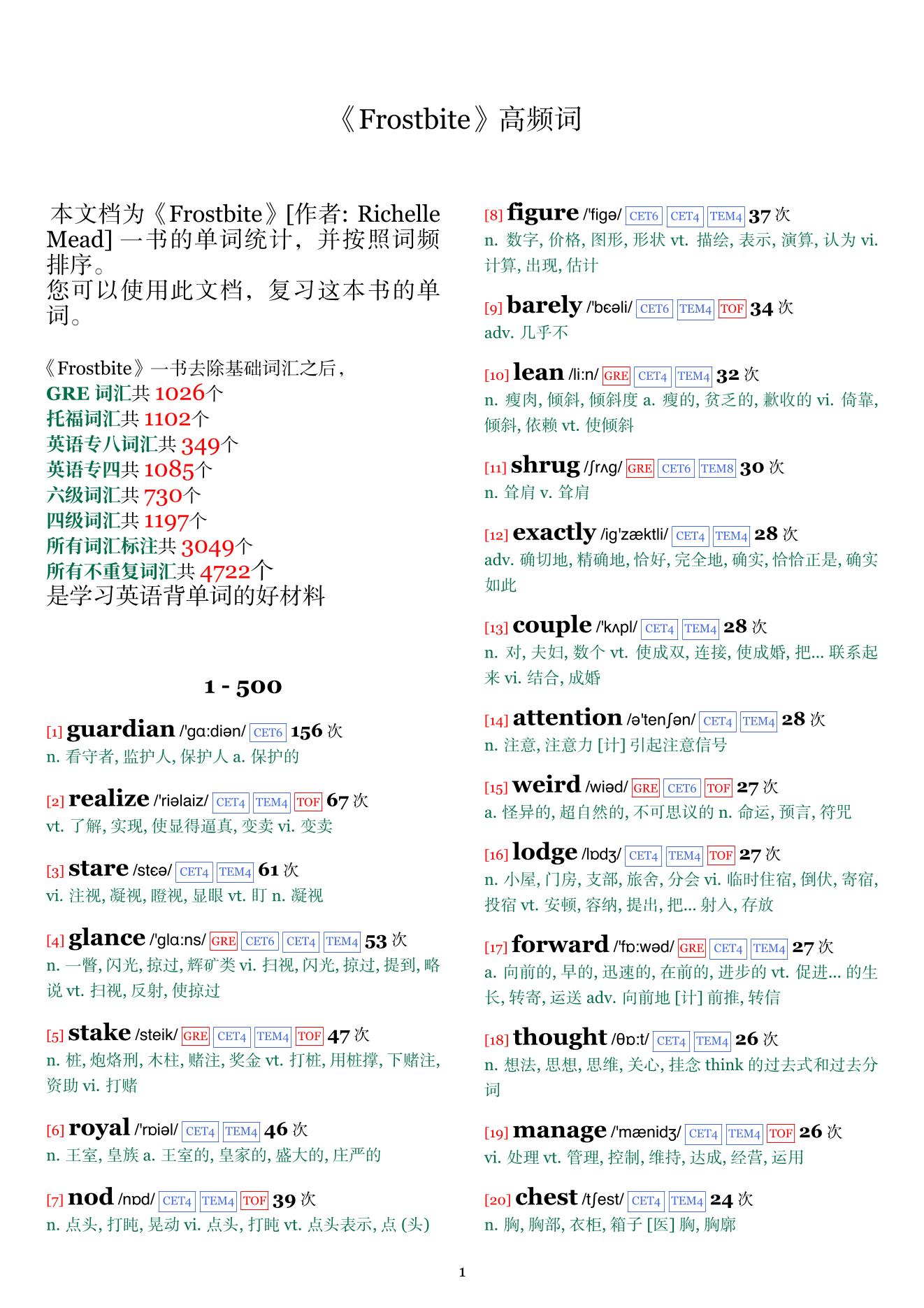 Frostbite词频统计
