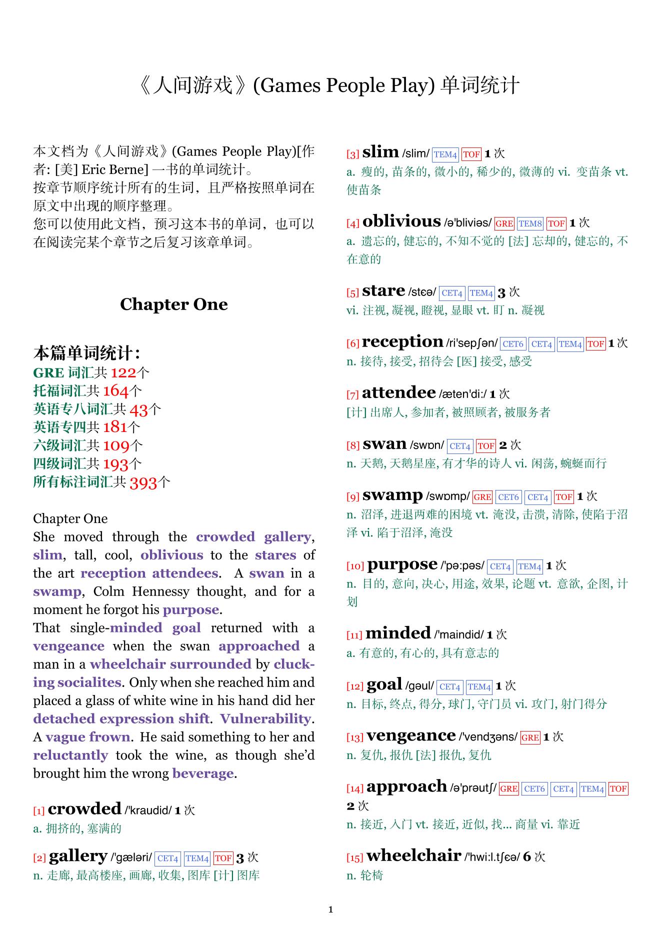 Games People Play章节单词统计