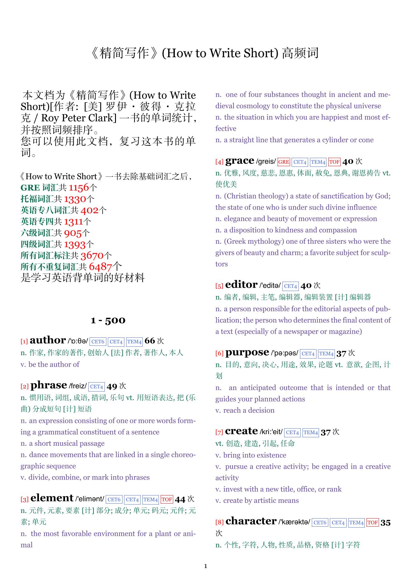 How to Write Short词频统计