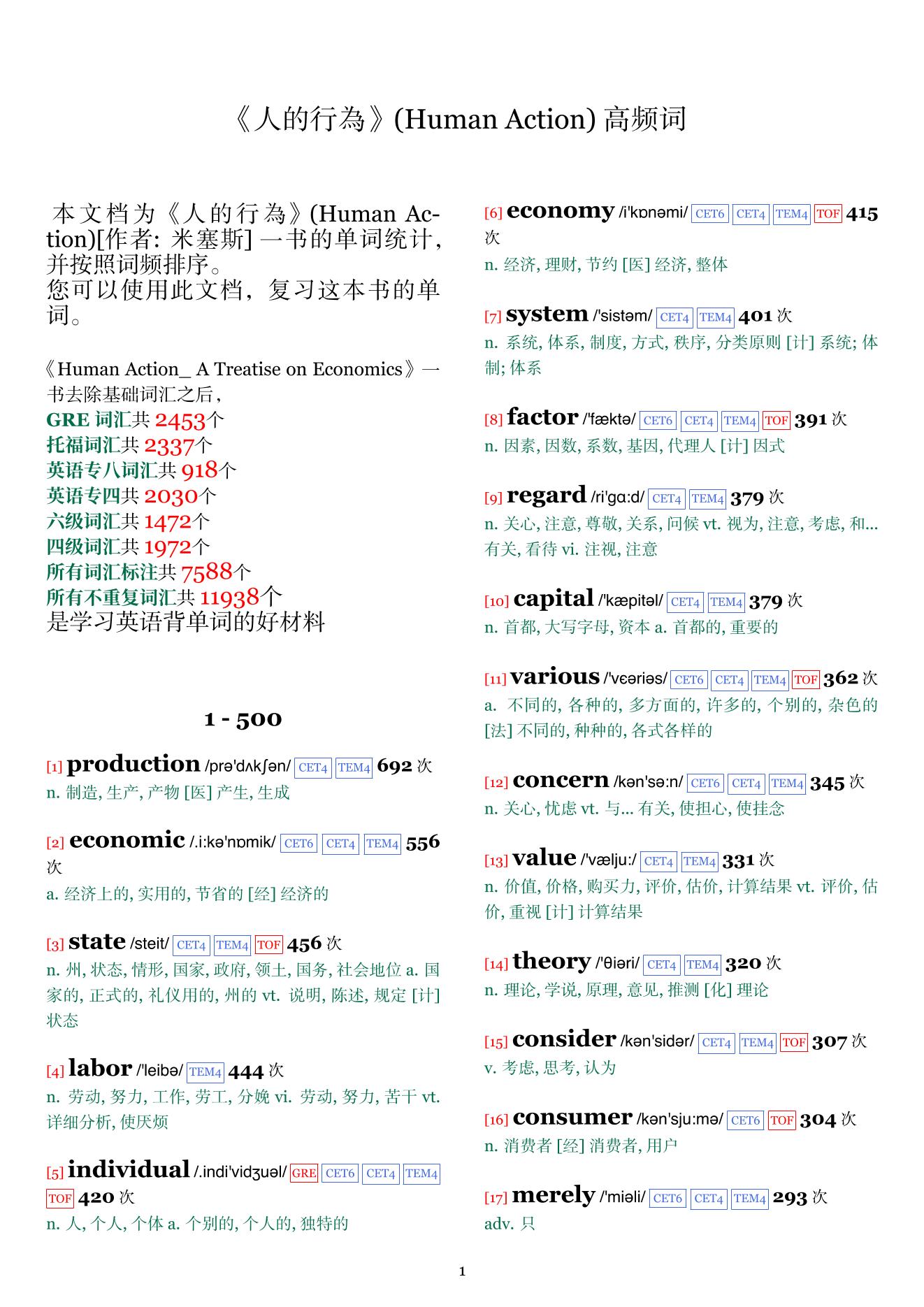 Human Action词频统计