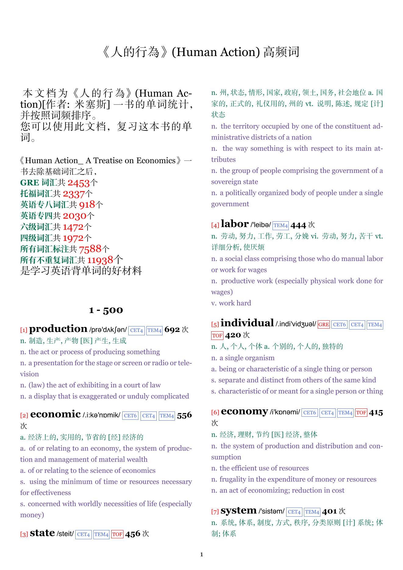 Human Action词频统计