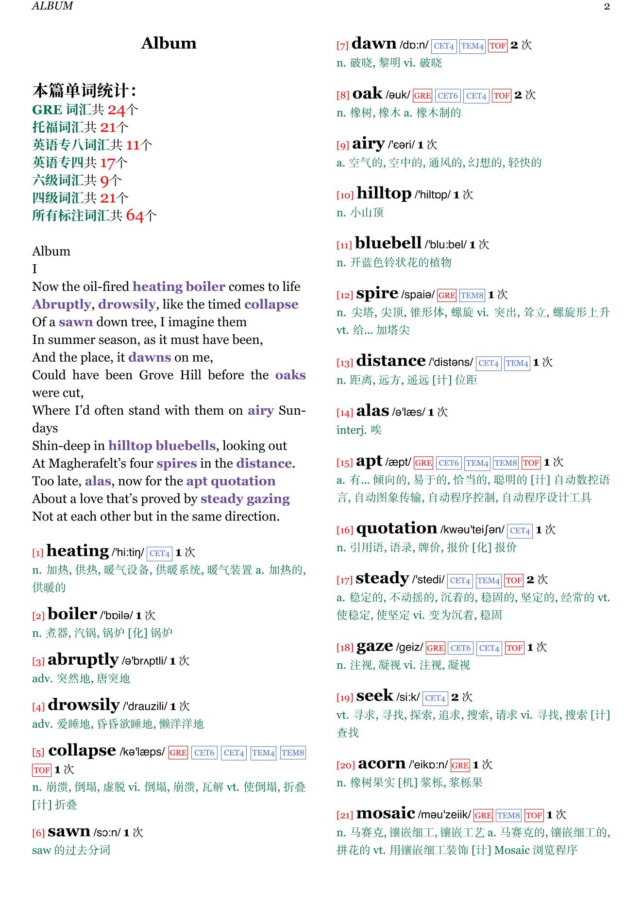 Human Chain章节单词统计