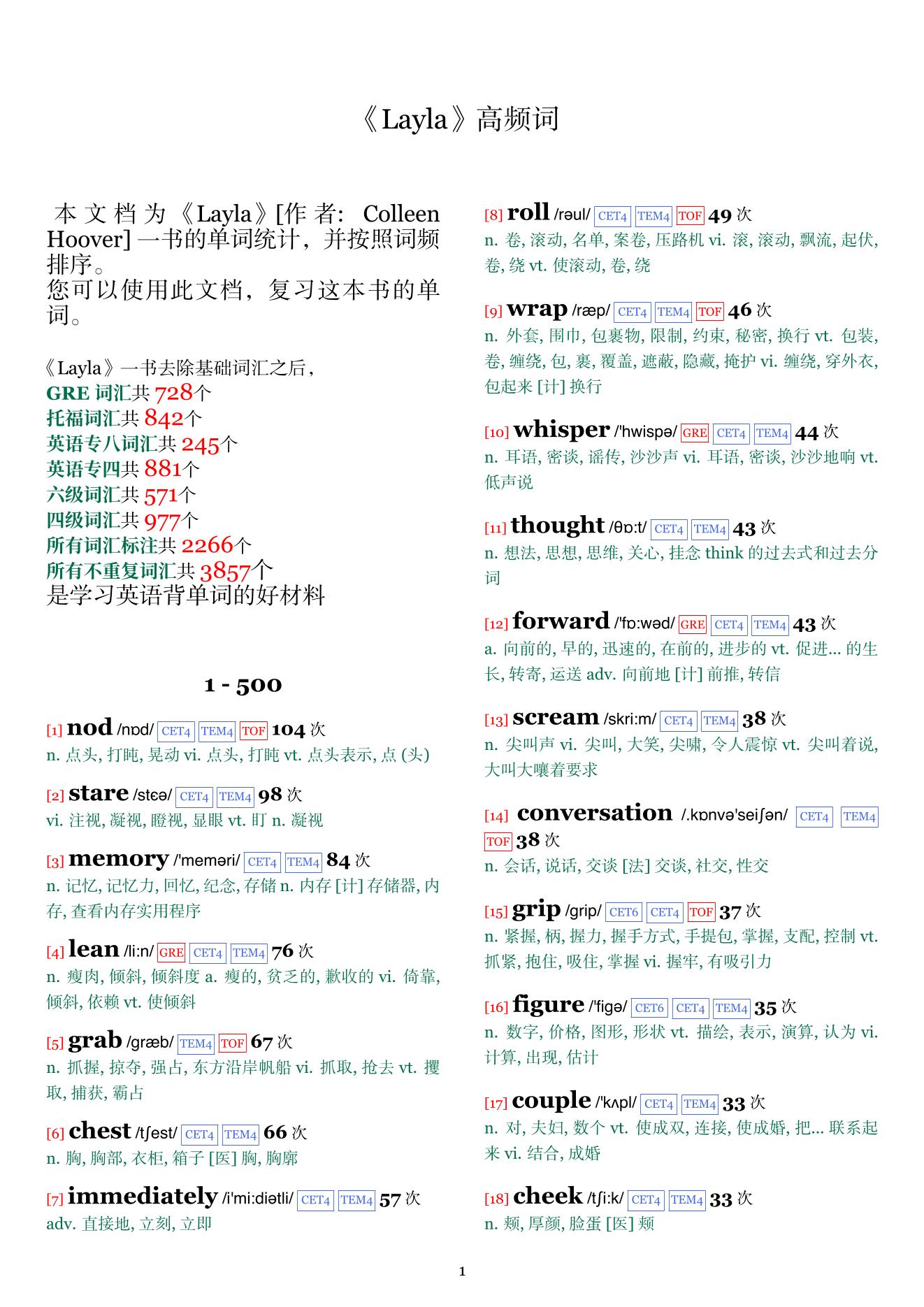 Layla词频统计