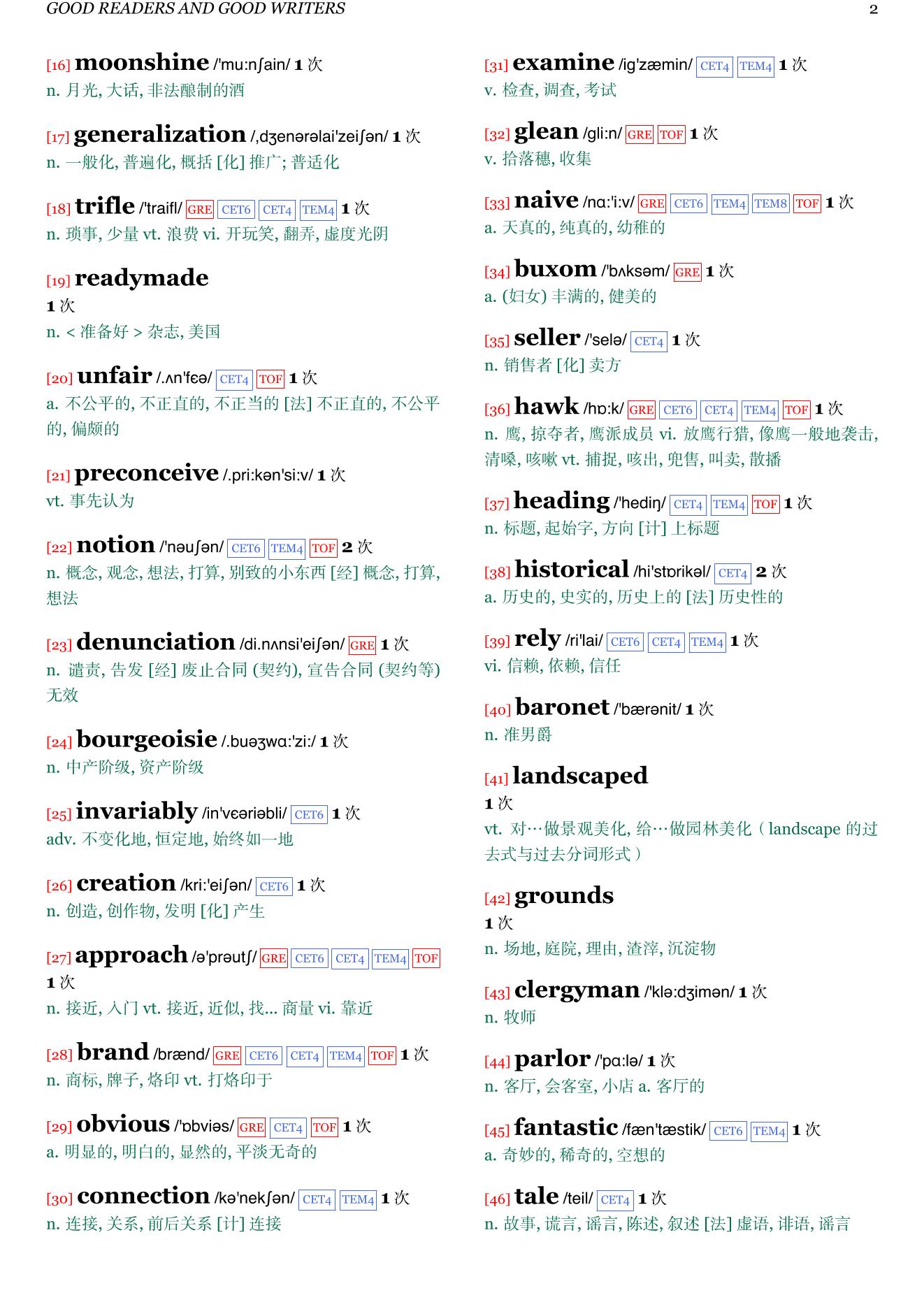 Lectures on Literature章节单词统计