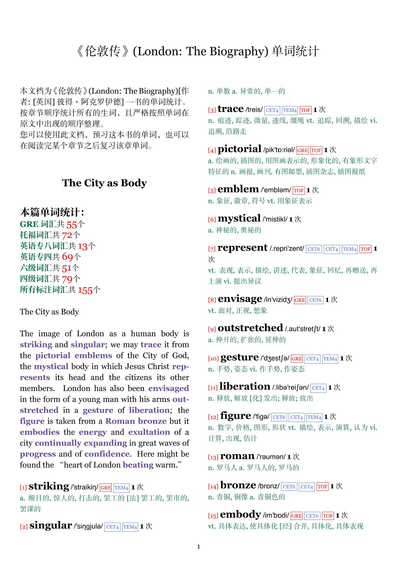 London: The Biography章节单词统计