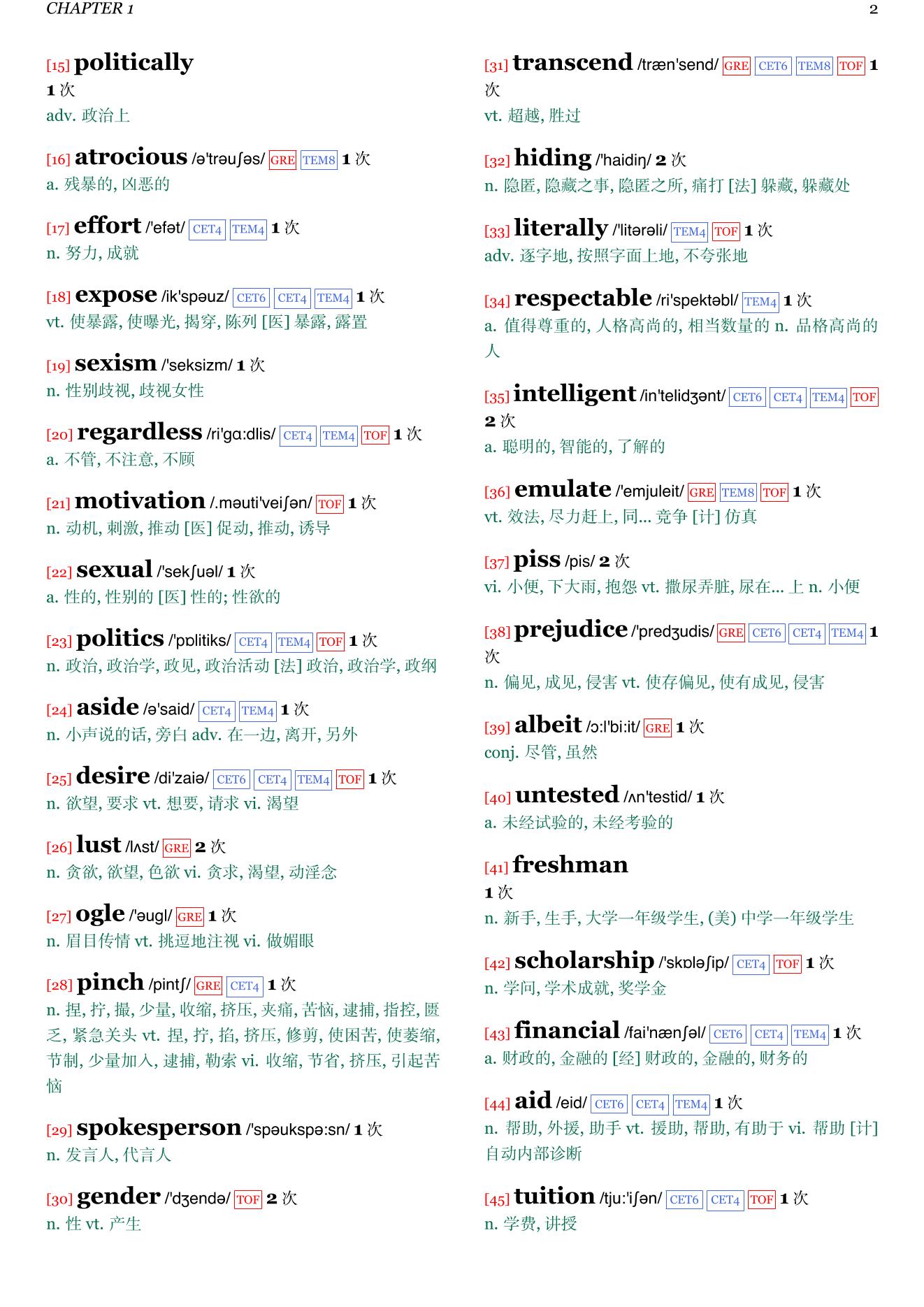 Love May Fail章节单词统计