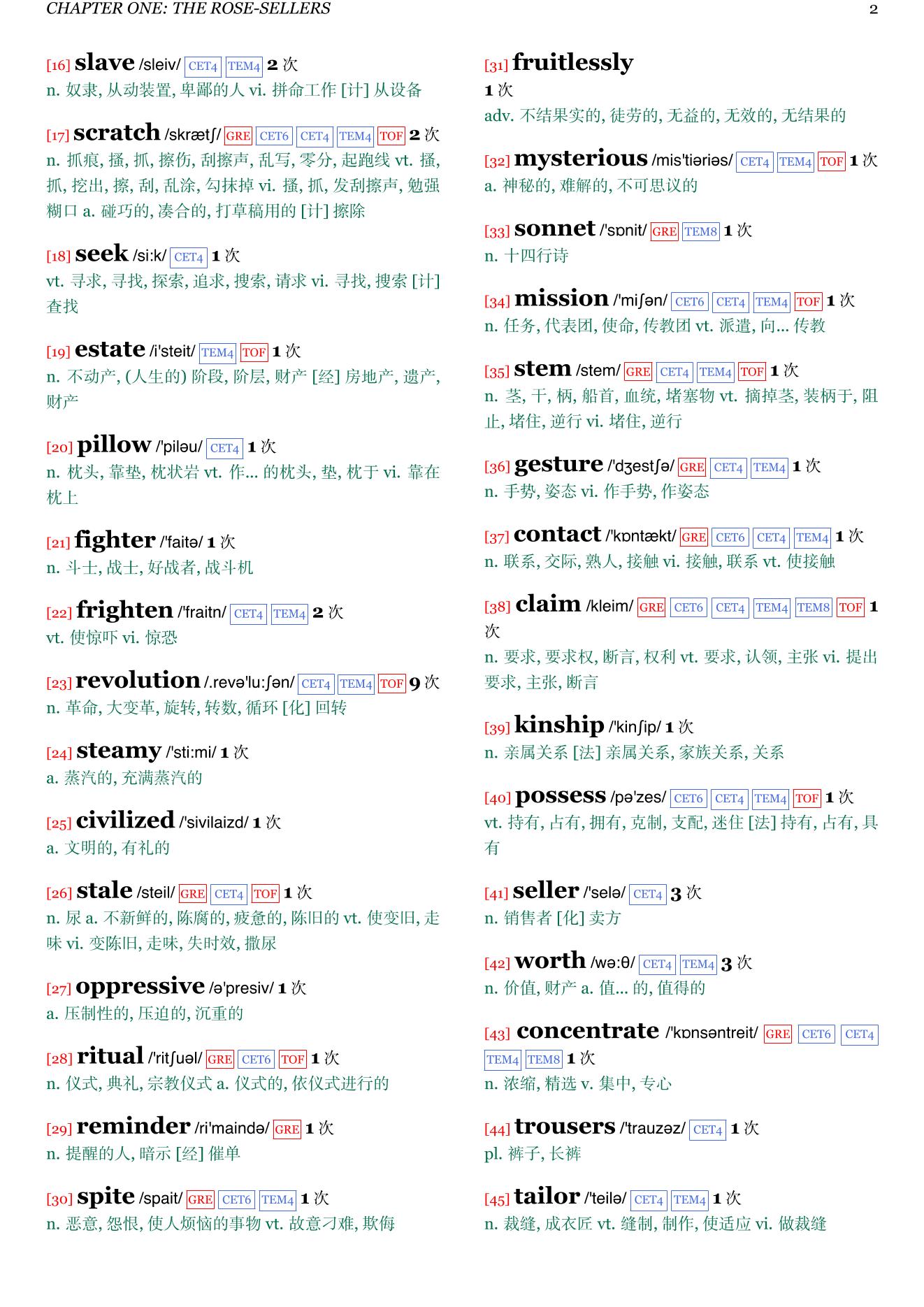 Magic Seeds章节单词统计