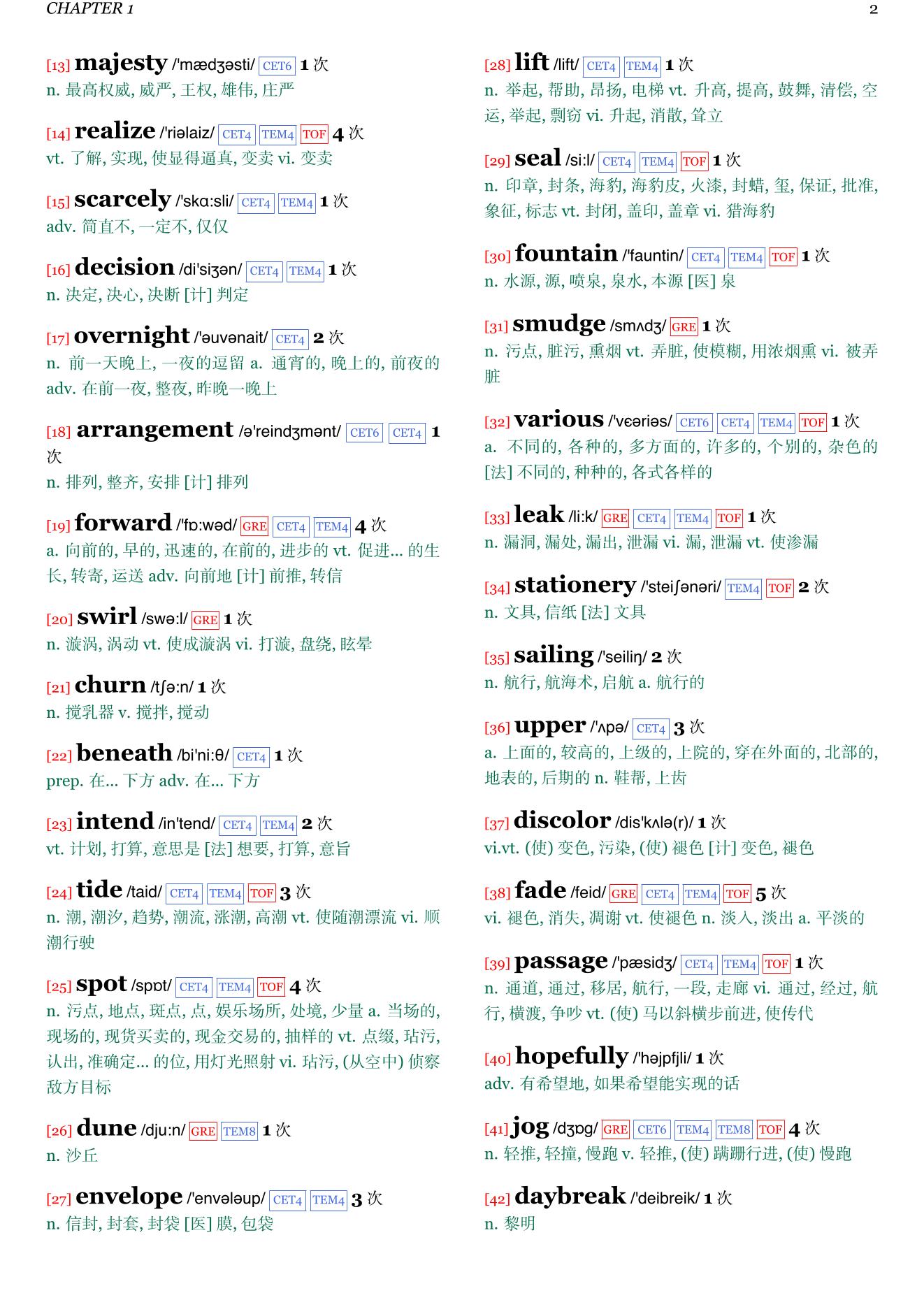 Message In A Bottle章节单词统计