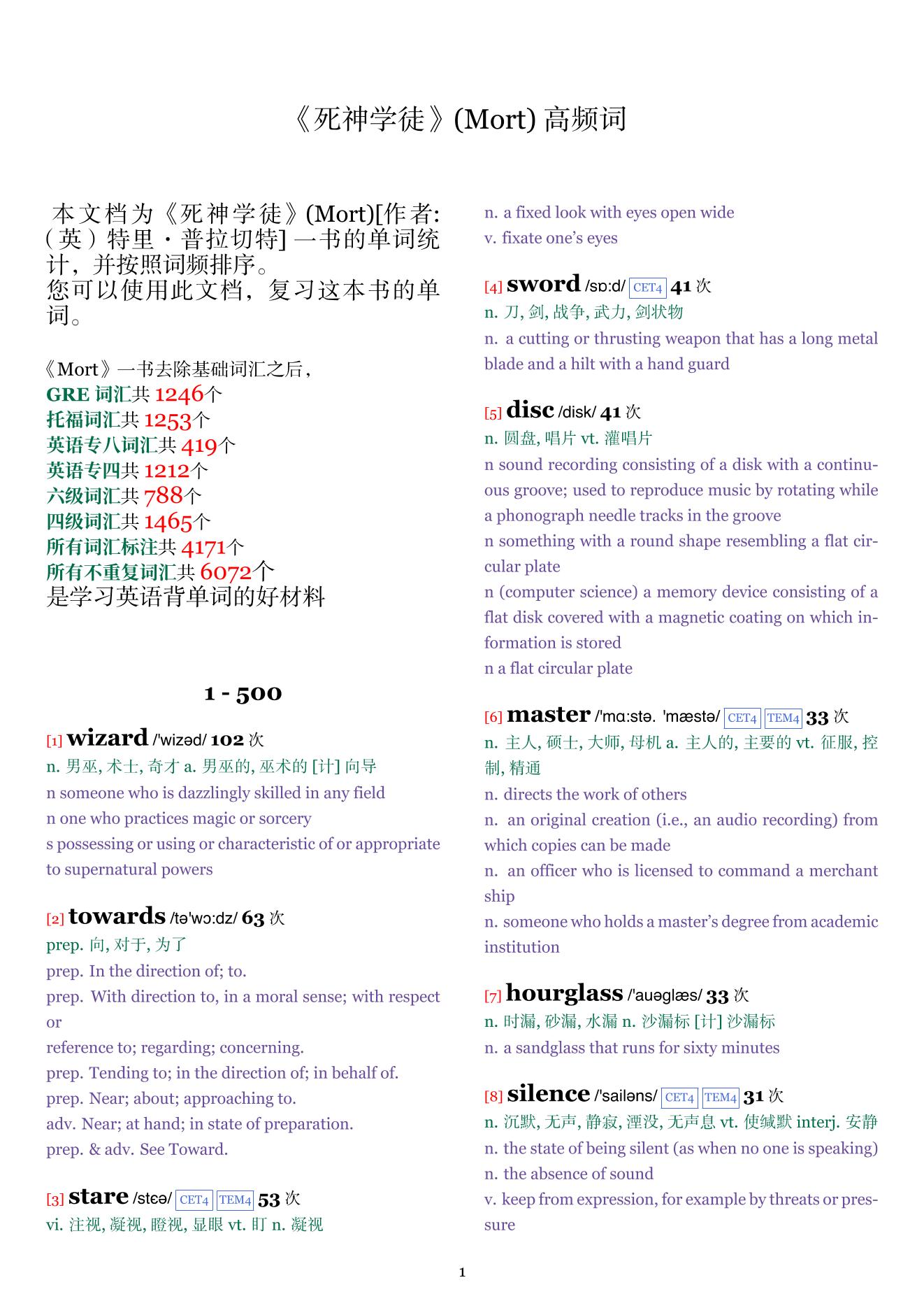 Mort词频统计