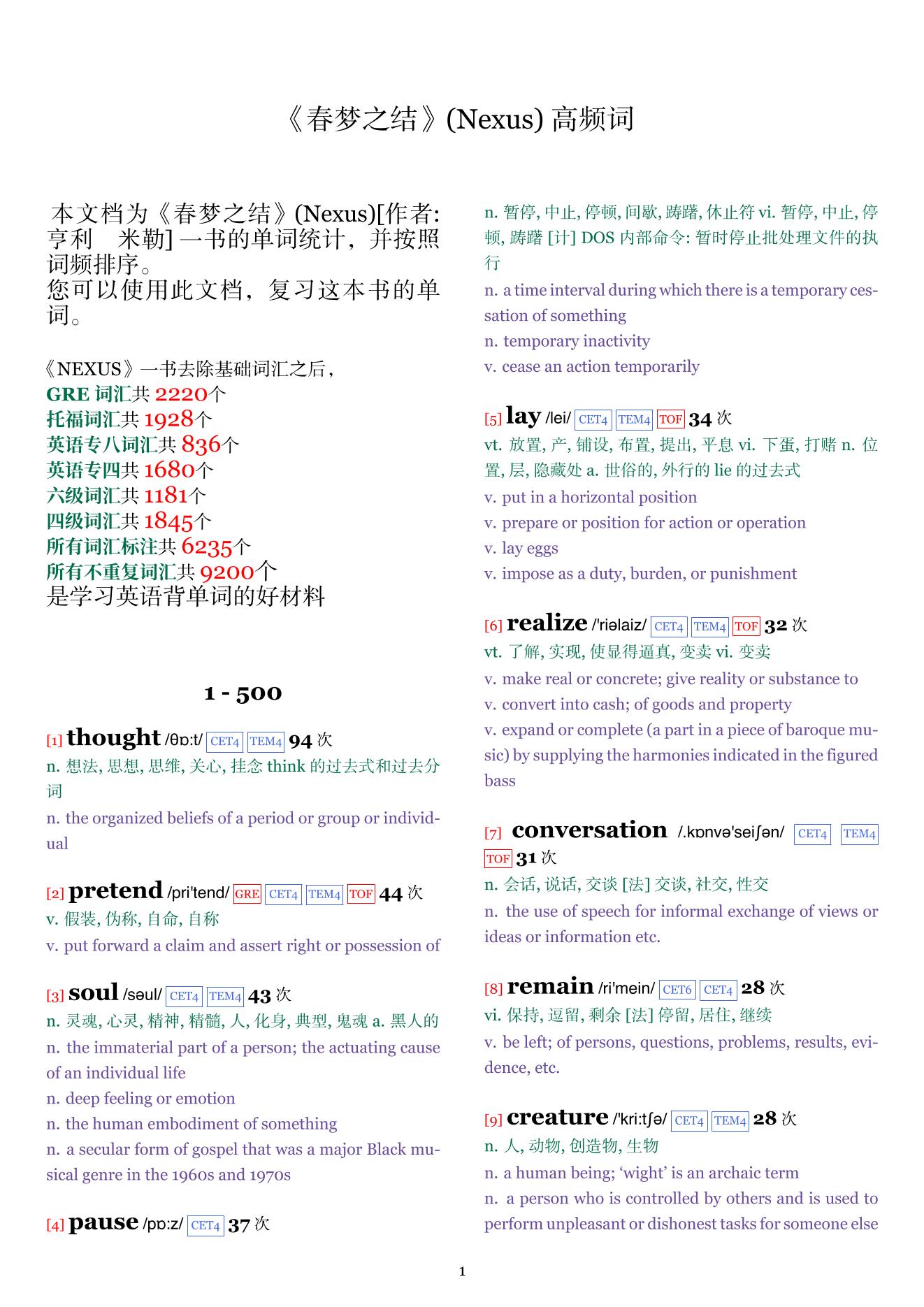 Nexus词频统计