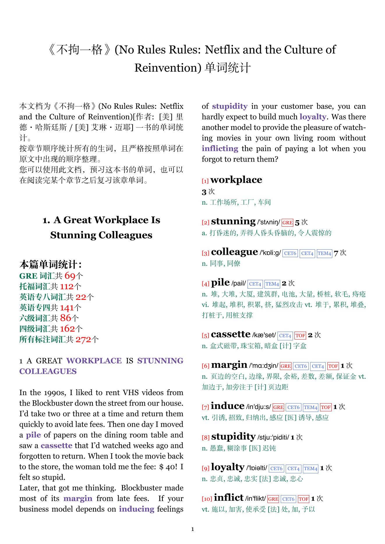 No Rules Rules: Netflix and the Culture of Reinvention章节单词统计
