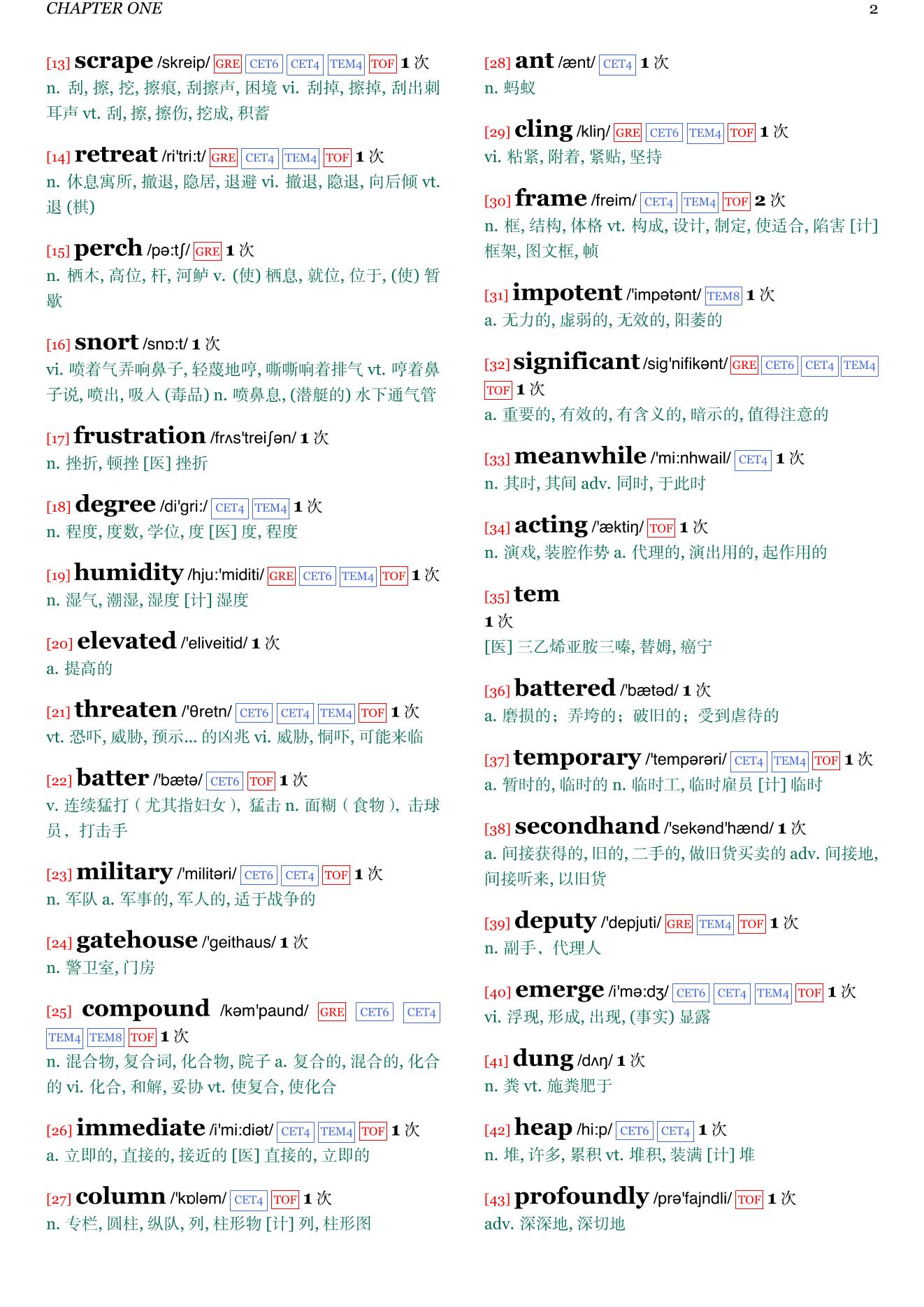 Old Enemies章节单词统计