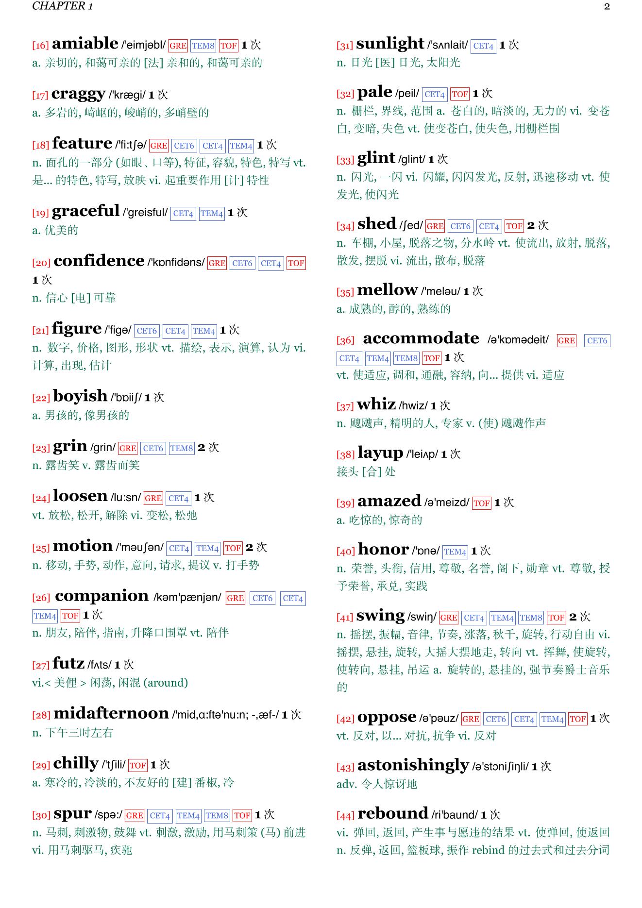 Omerta章节单词统计