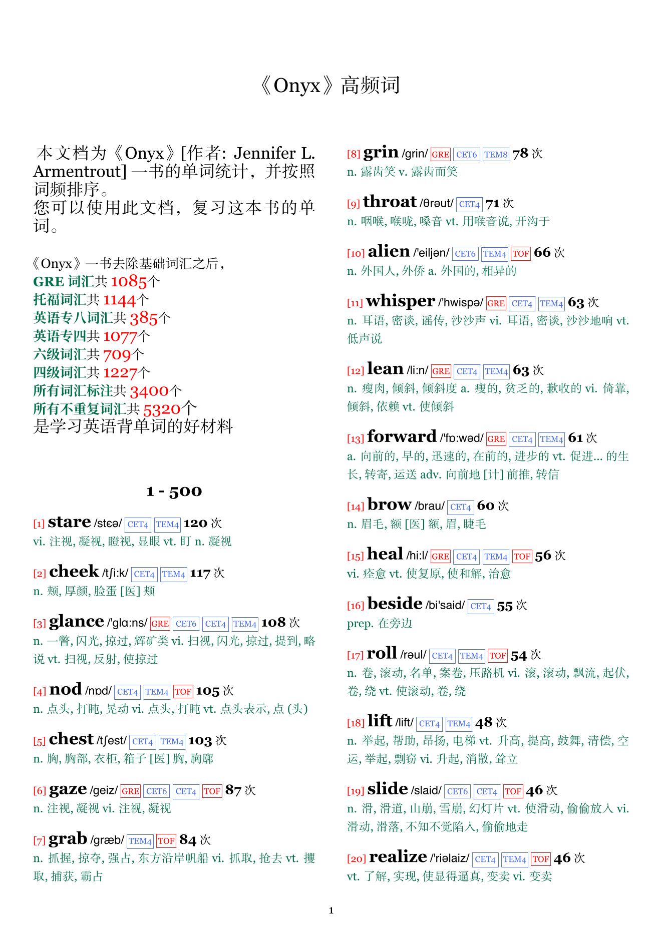 Onyx词频统计