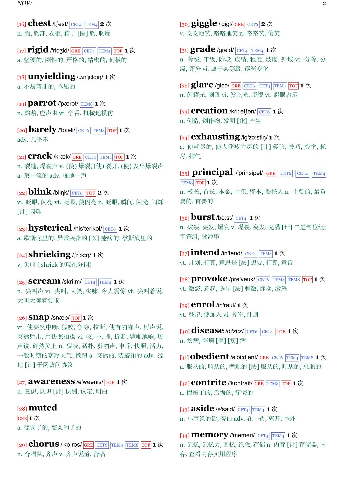 Pandemonium章节单词统计