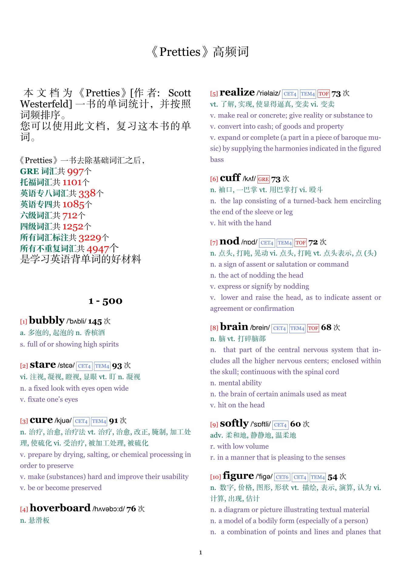 Pretties词频统计