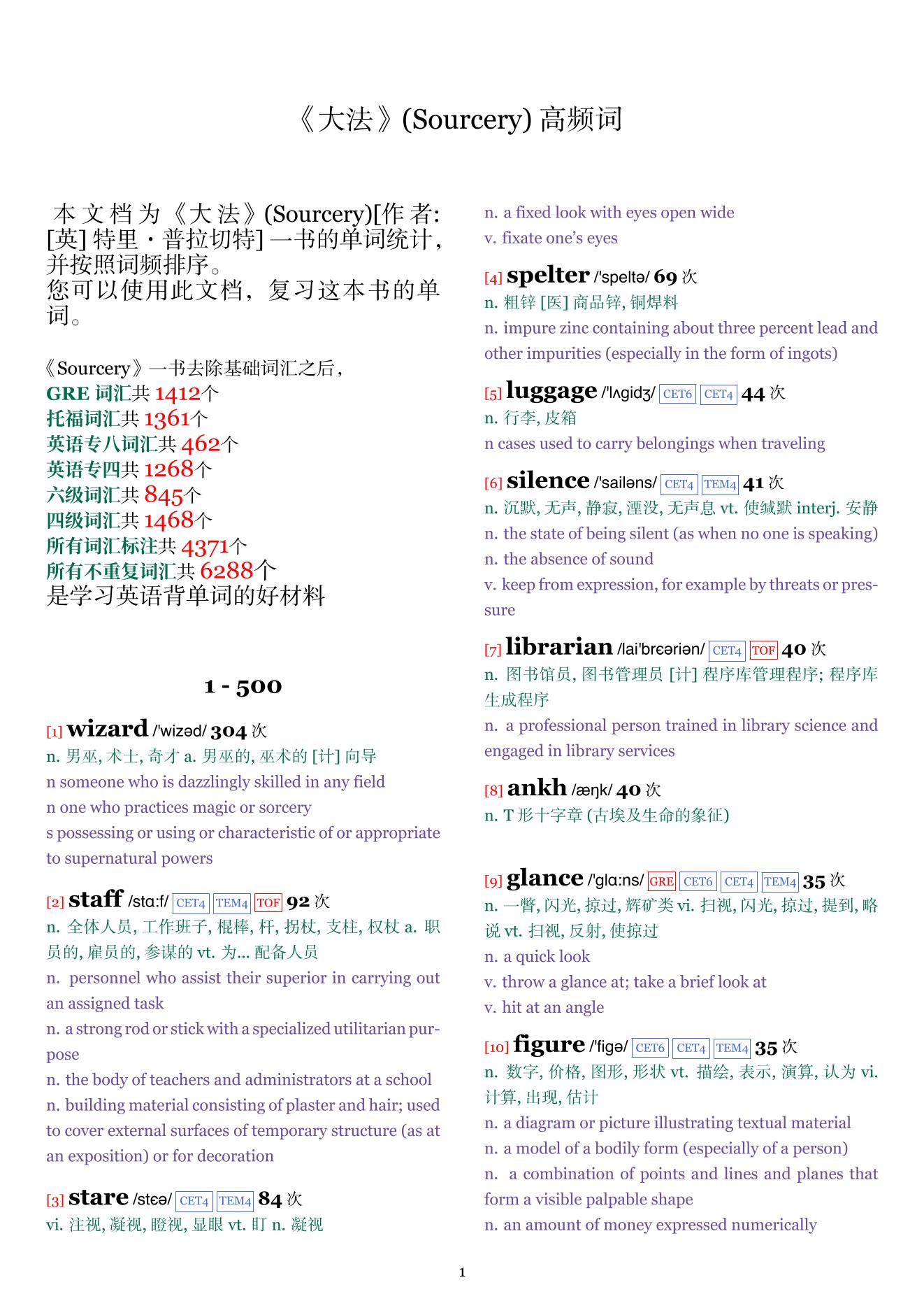 Sourcery词频统计