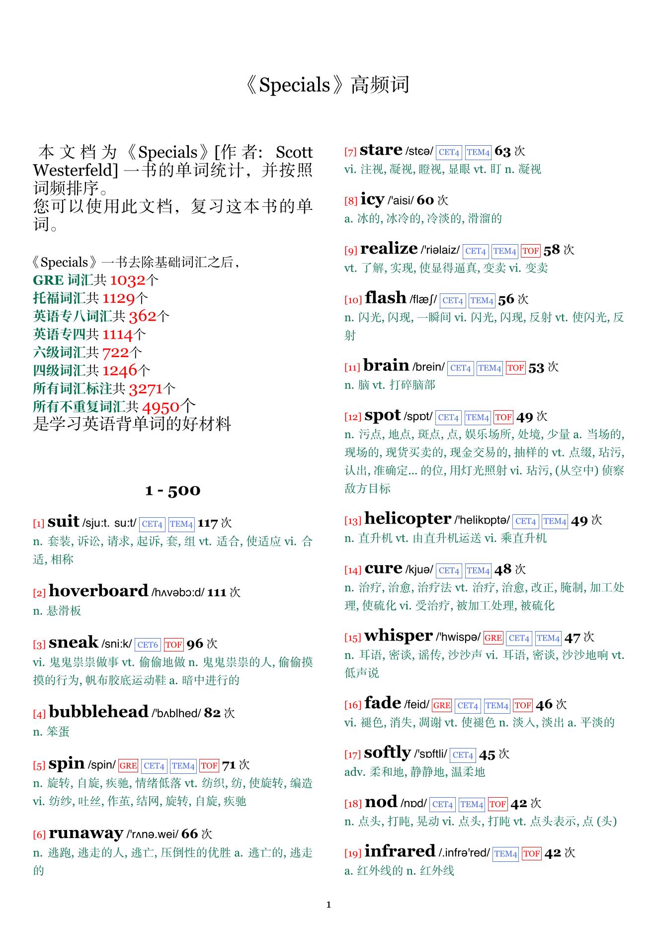 Specials词频统计