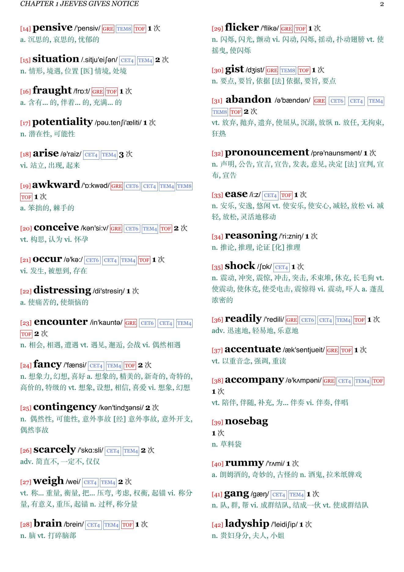 Thank You,Jeeves章节单词统计