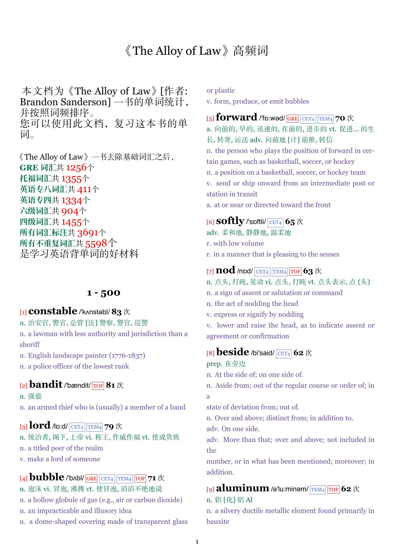 The Alloy of Law词频统计