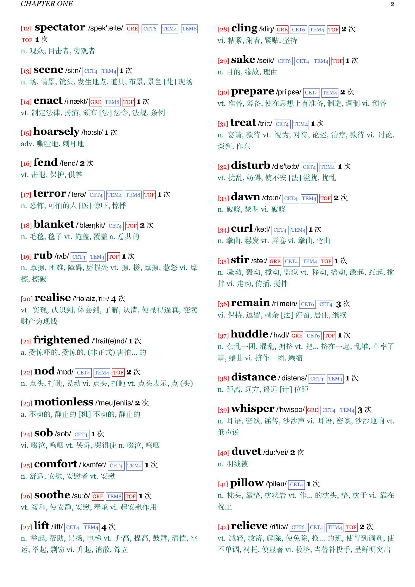 The Blackwater Lightship章节单词统计
