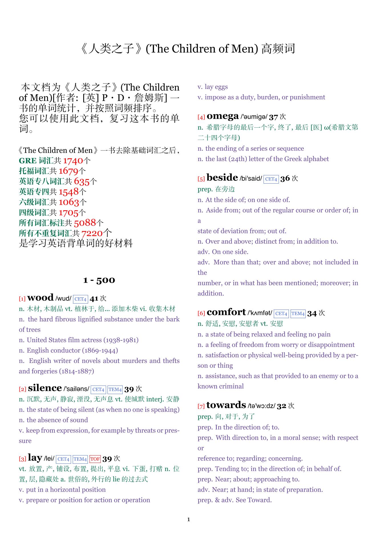 The Children of Men词频统计