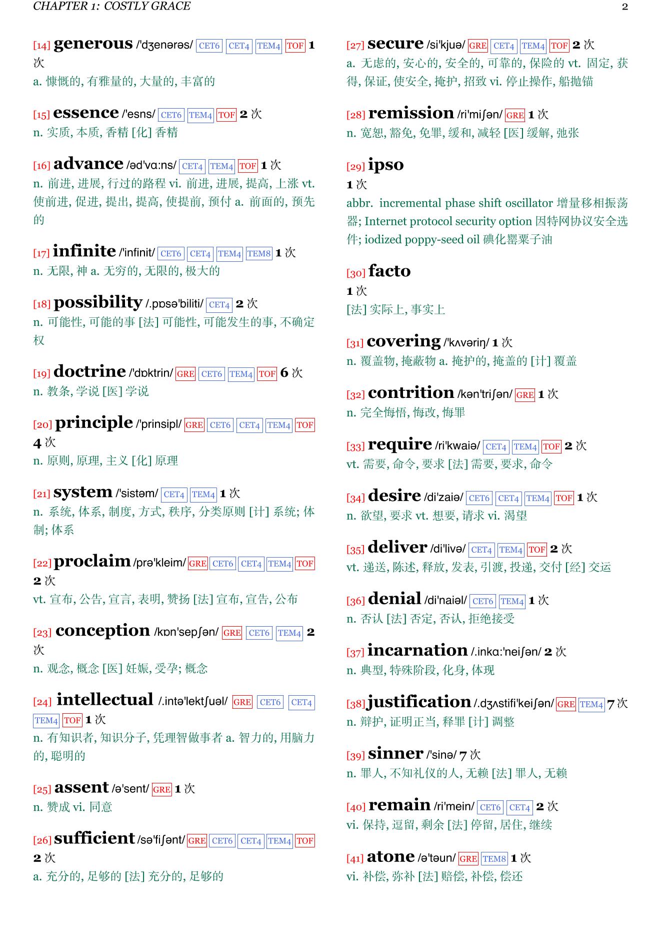 The cost of discipleship章节单词统计