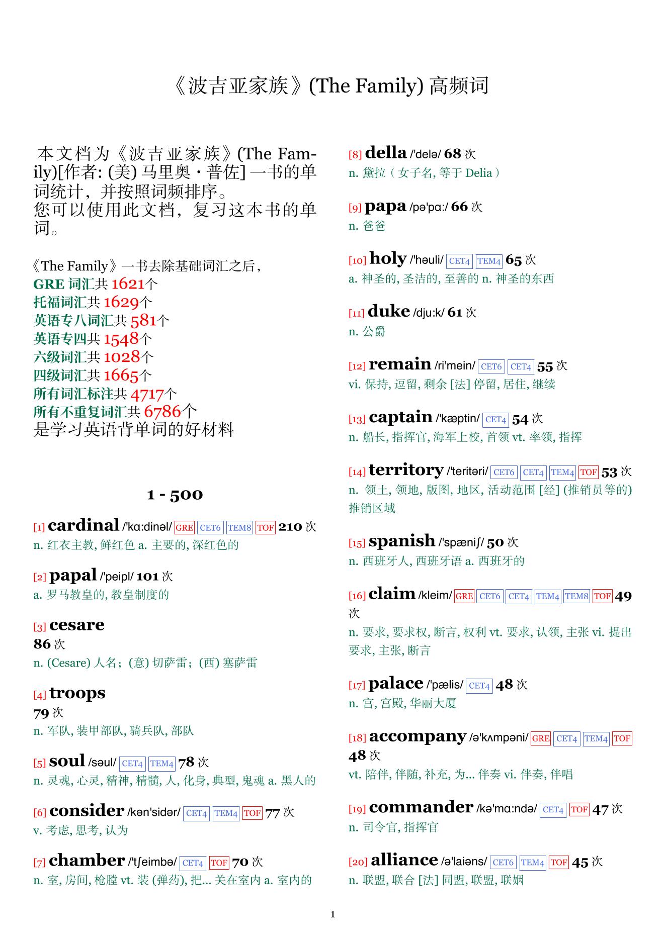 The Family词频统计