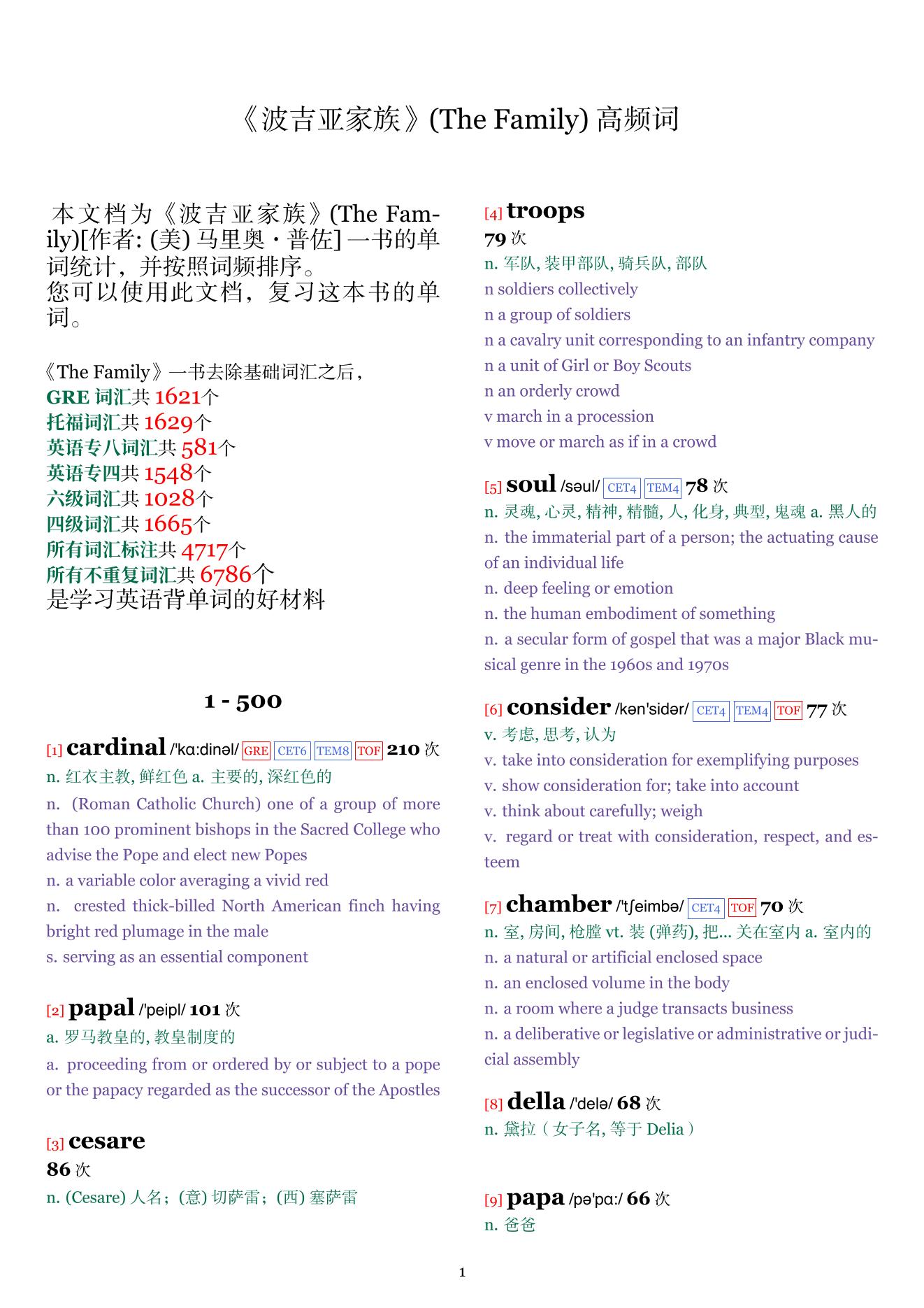 The Family词频统计