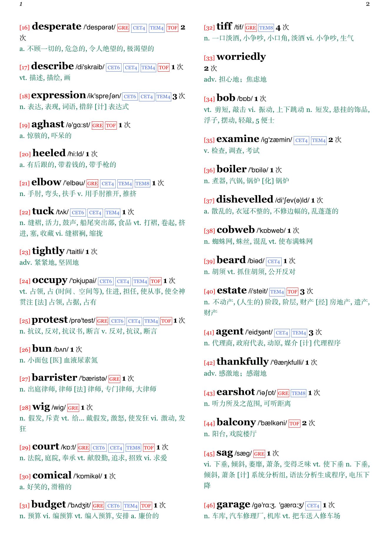 The Flatshare章节单词统计