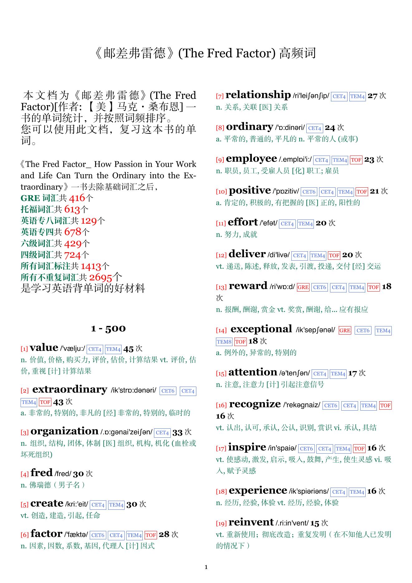 The Fred Factor词频统计