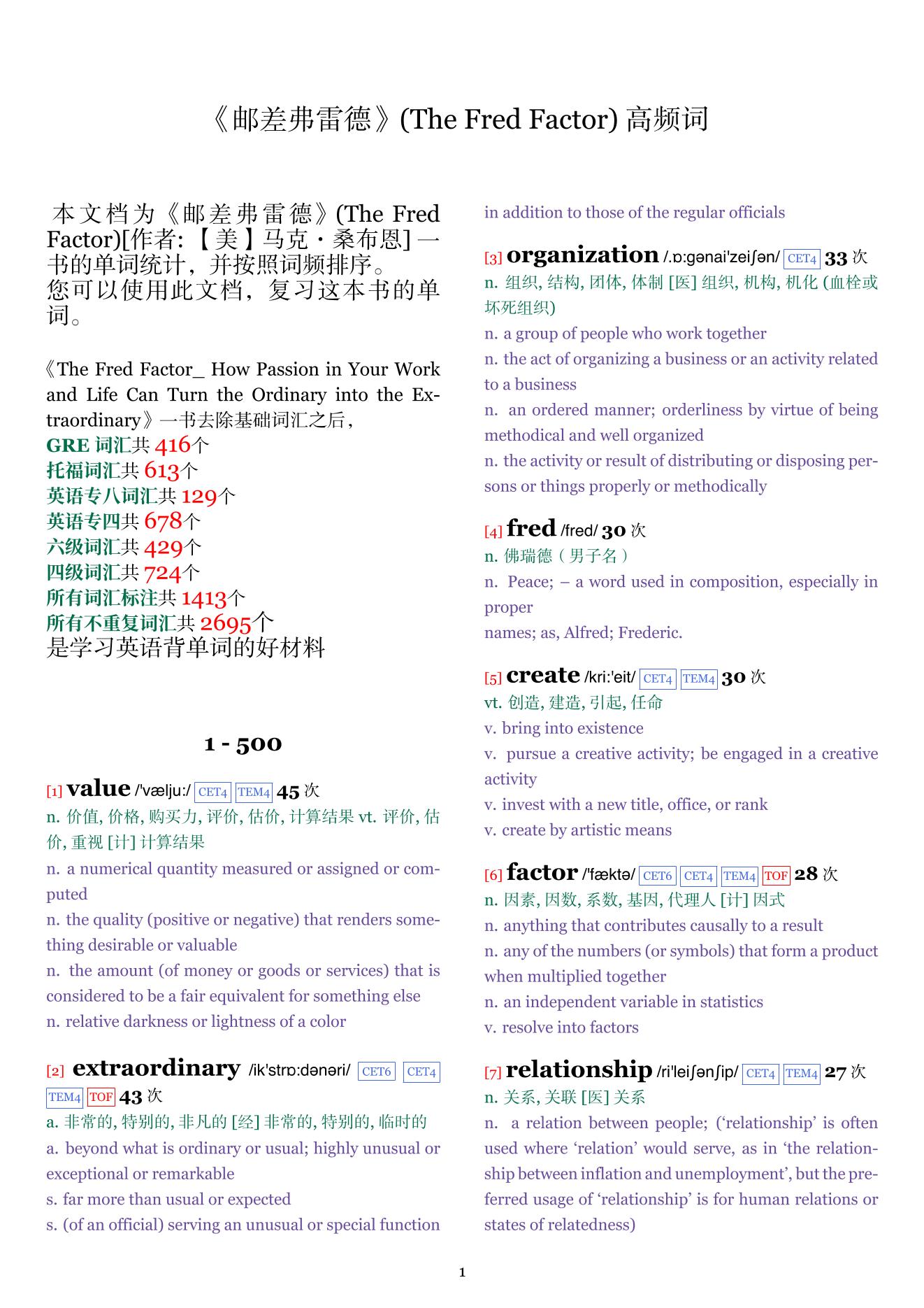 The Fred Factor词频统计